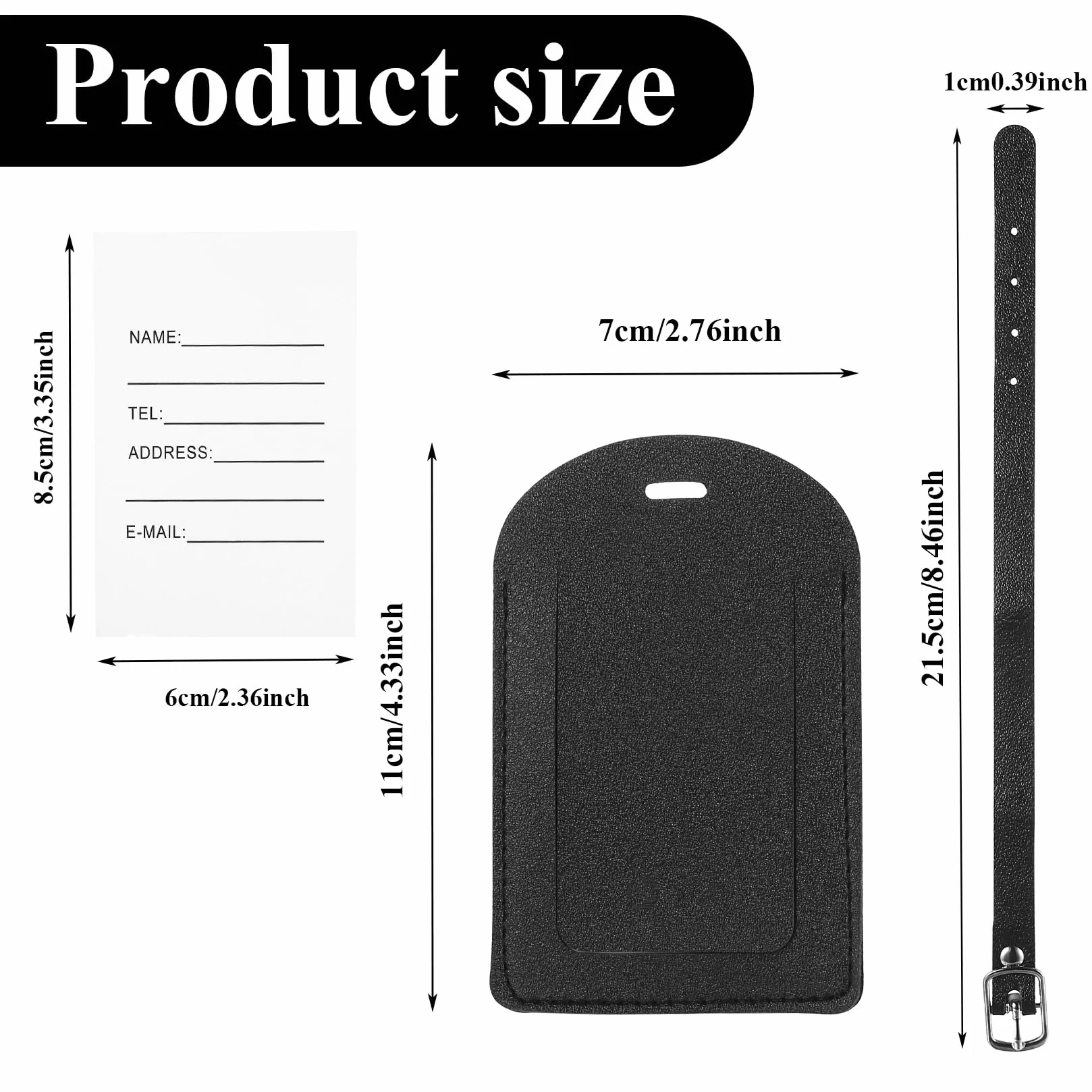 Porte Etiquette Valise Voyage Avion, Etiquettes à Bagage en Cuir avec Protection de Confidentialité et Sangles Réglables