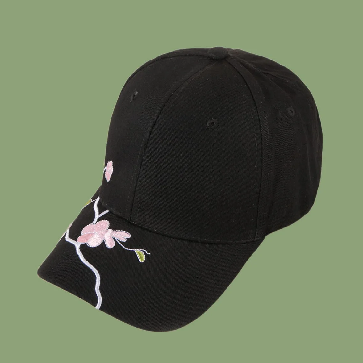 Casquette de Baseball Brodée Fleur du Prunier Chapeau Visière Réglable Sport Golf Anti-Soleil
