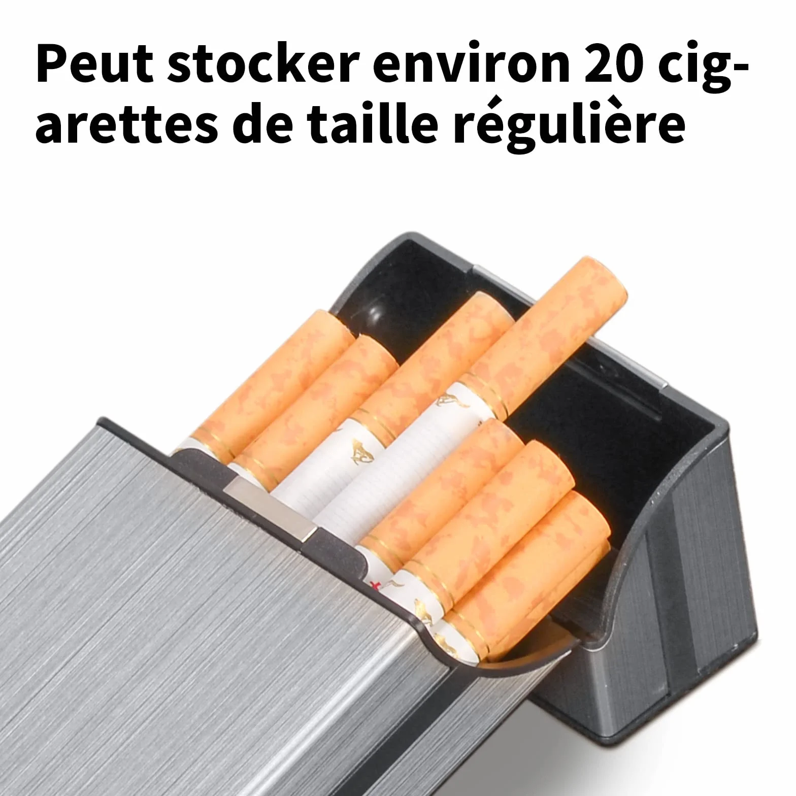 Etui à Cigarettes Aimanté Aluminium Gris Noir Homme Femme