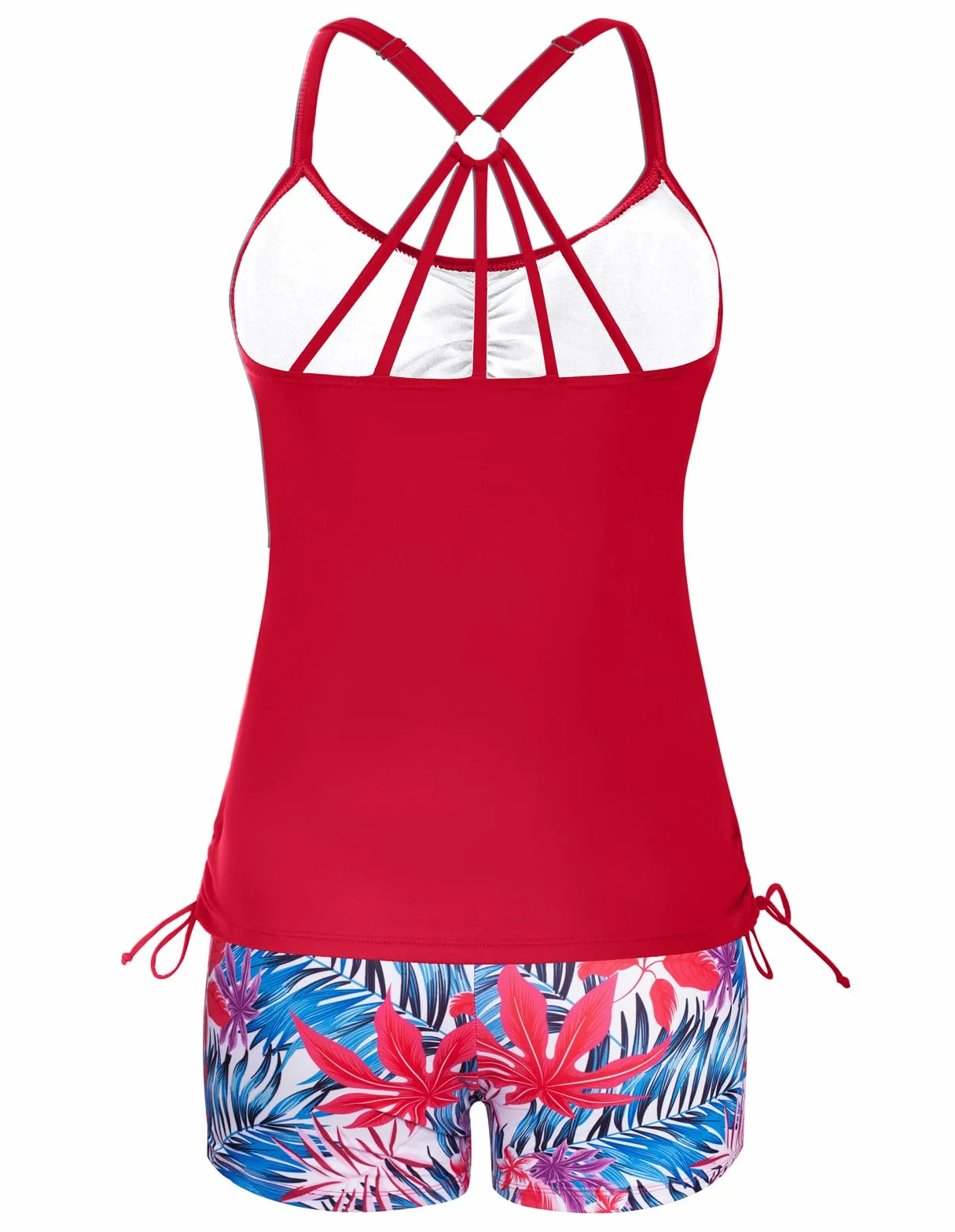 Maacie Maillot De Bain Deux Pièces De Maternité Dos Nu Plissé Rouge Feuilles