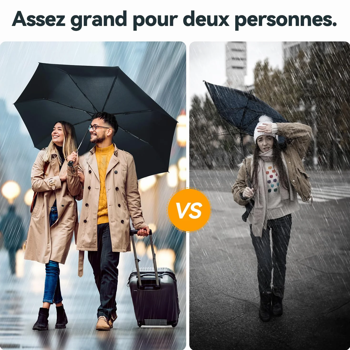 Parapluie Pliant Automatique Homme Femme Résistant à la Pluie Compacte Poignée Non Glissante