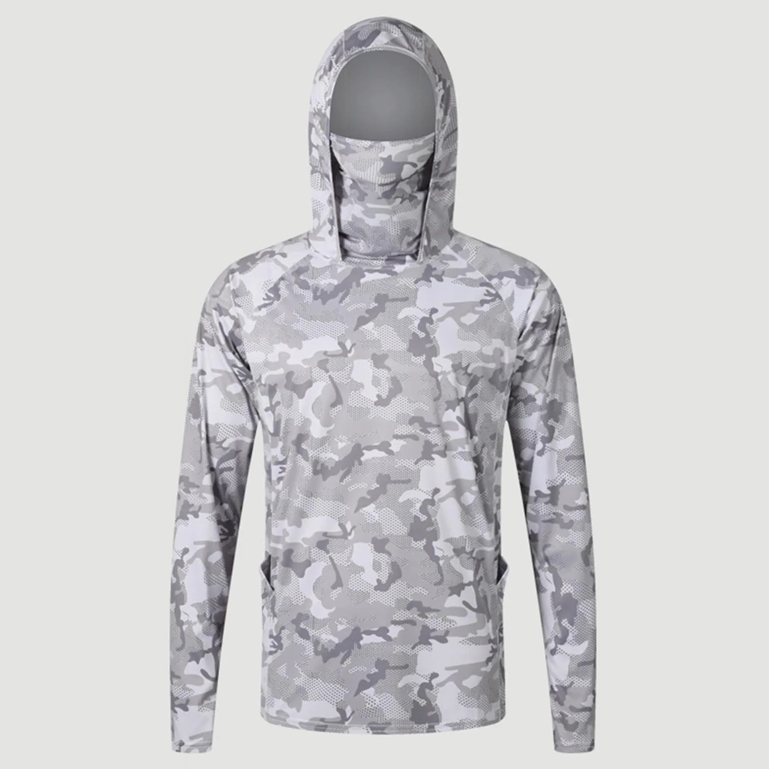 T-Shirt Anti UV UPF 50+ Homme à Manches Longues Protection Solaire avec Masque