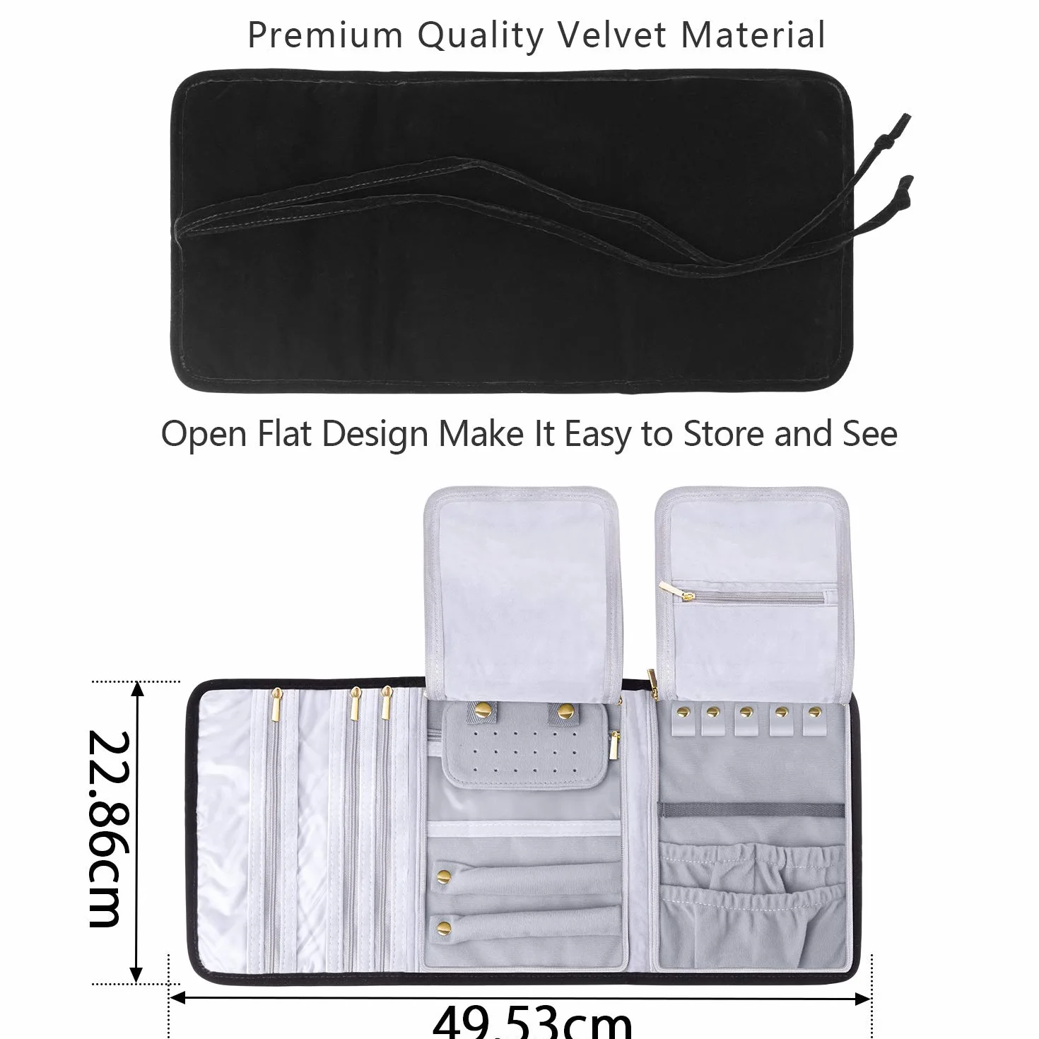 Teamoy Trousse Rouleau à Bijoux de Voyage, Organisateur Multifonctionnel pour Bijoux