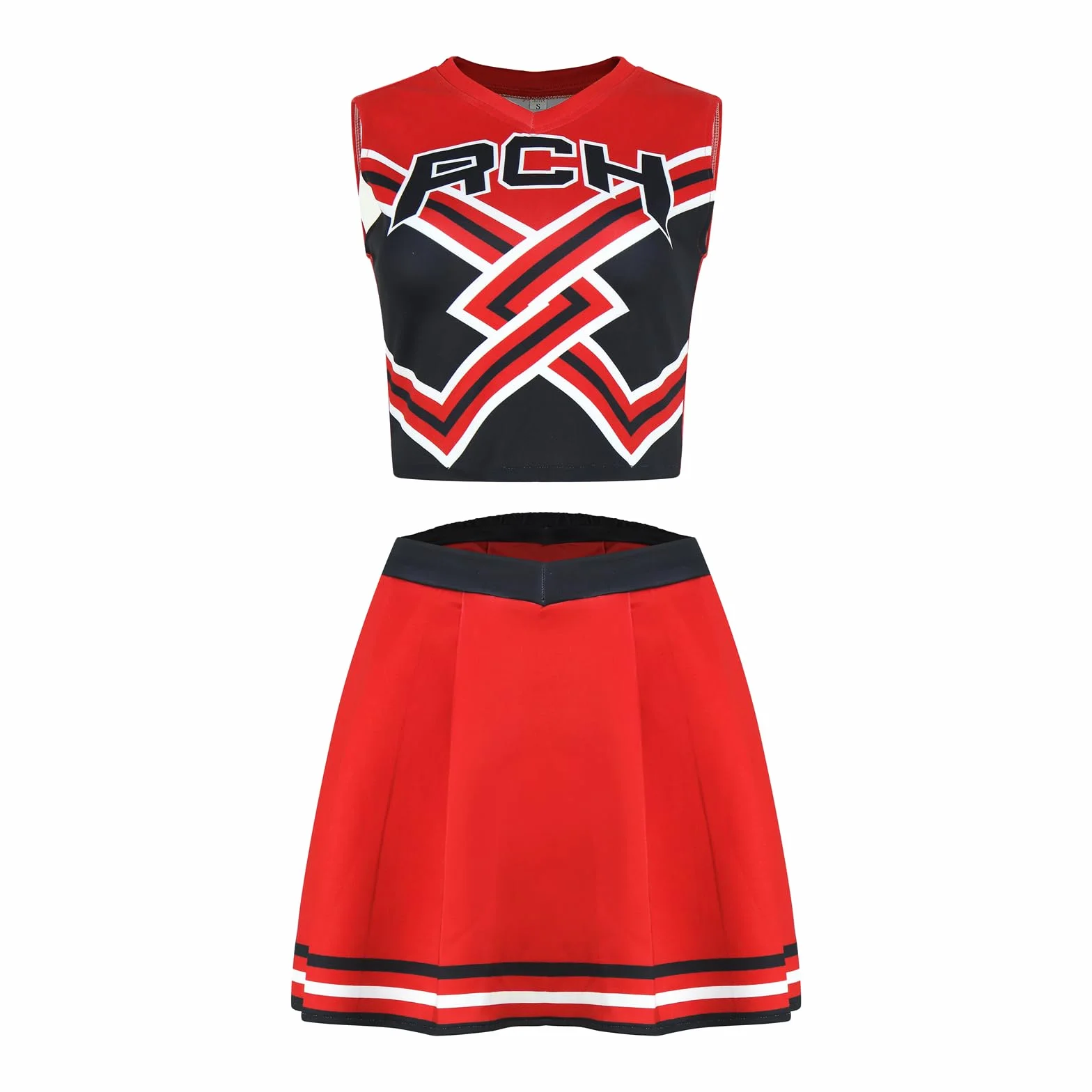 Costume de pom-pom girl pour femme - Haut court et jupe - Trèfles - Tenue d'Halloween