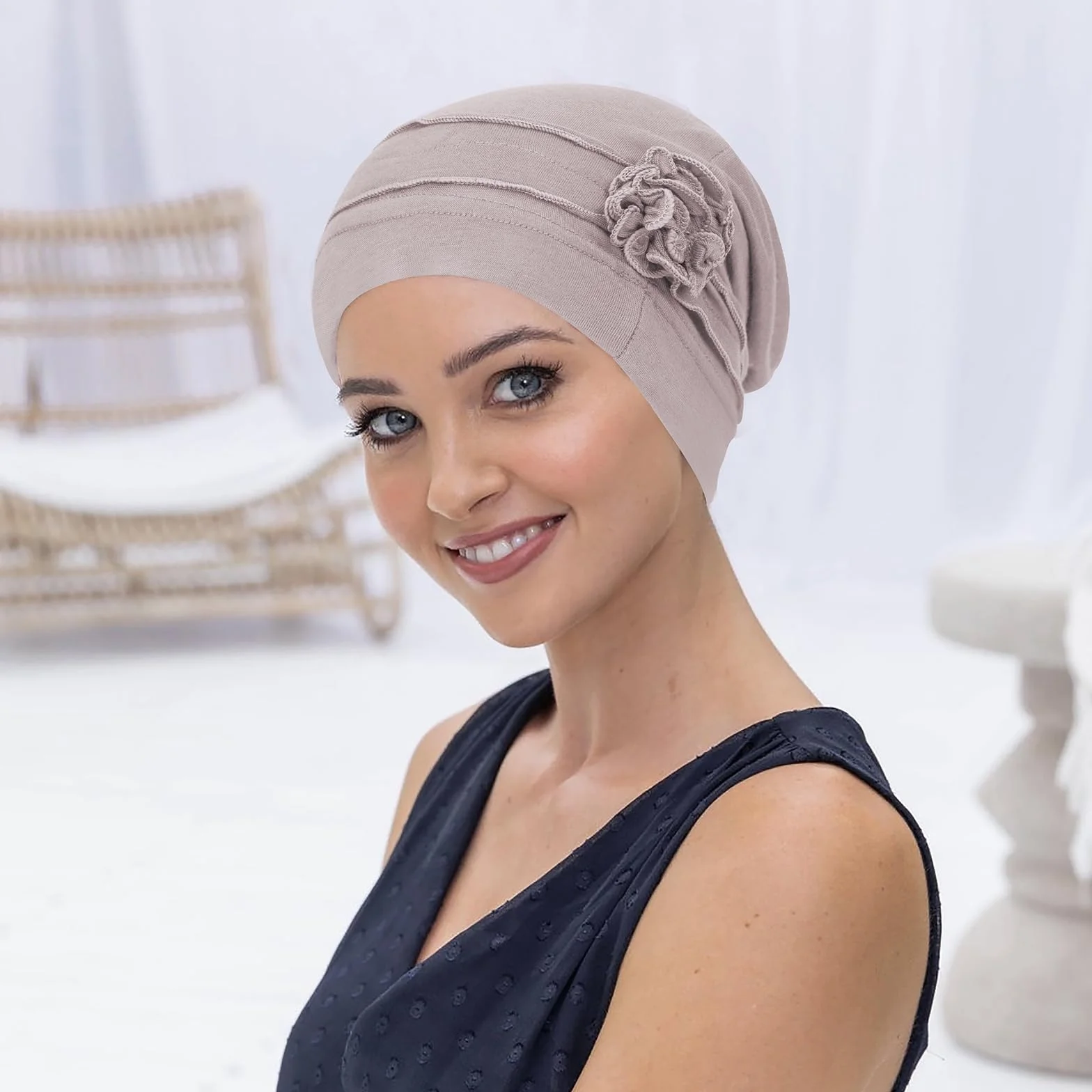 Turban Femme Cancer Musulmanes Bonnet Chimiothérapie Stretch Chapeaux Nuit Chimio