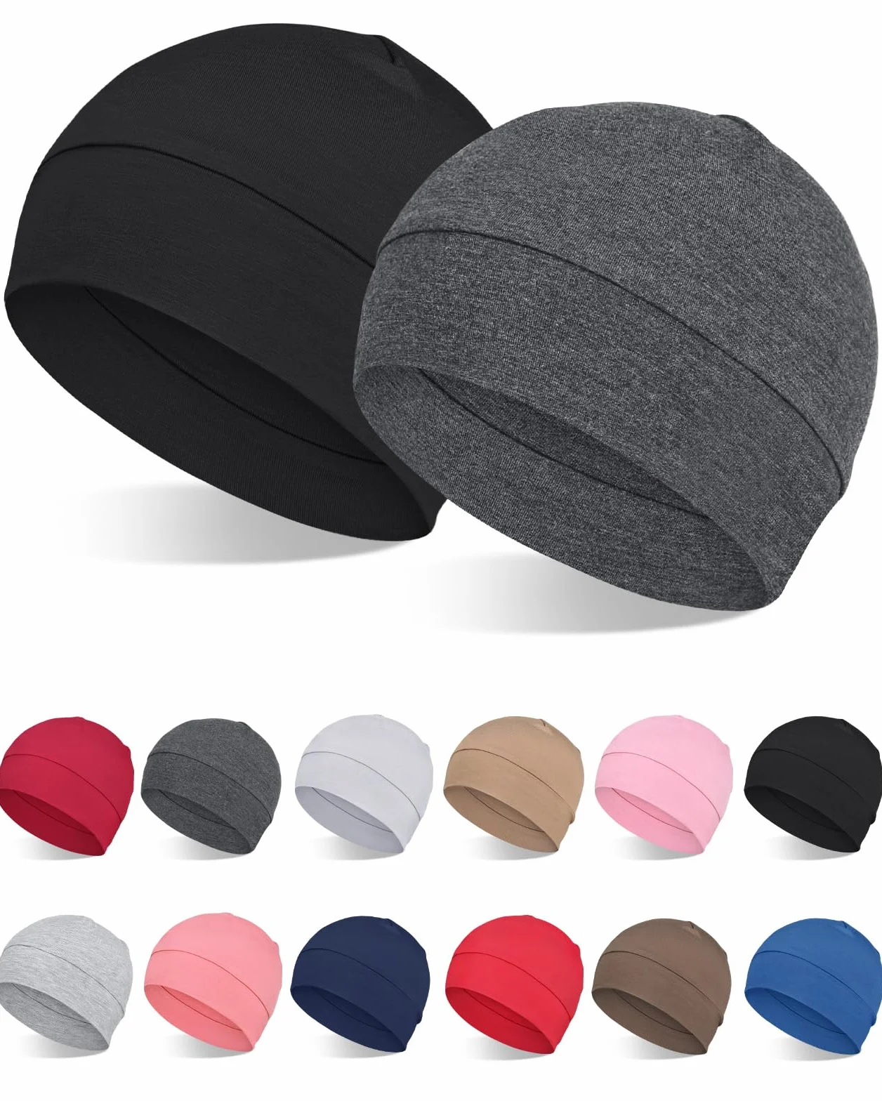 FocusCare Lot de 2 Bonnets 100% Viscose Doublure de Casque Bonnet de Couchage Léger pour Chimiothérapie