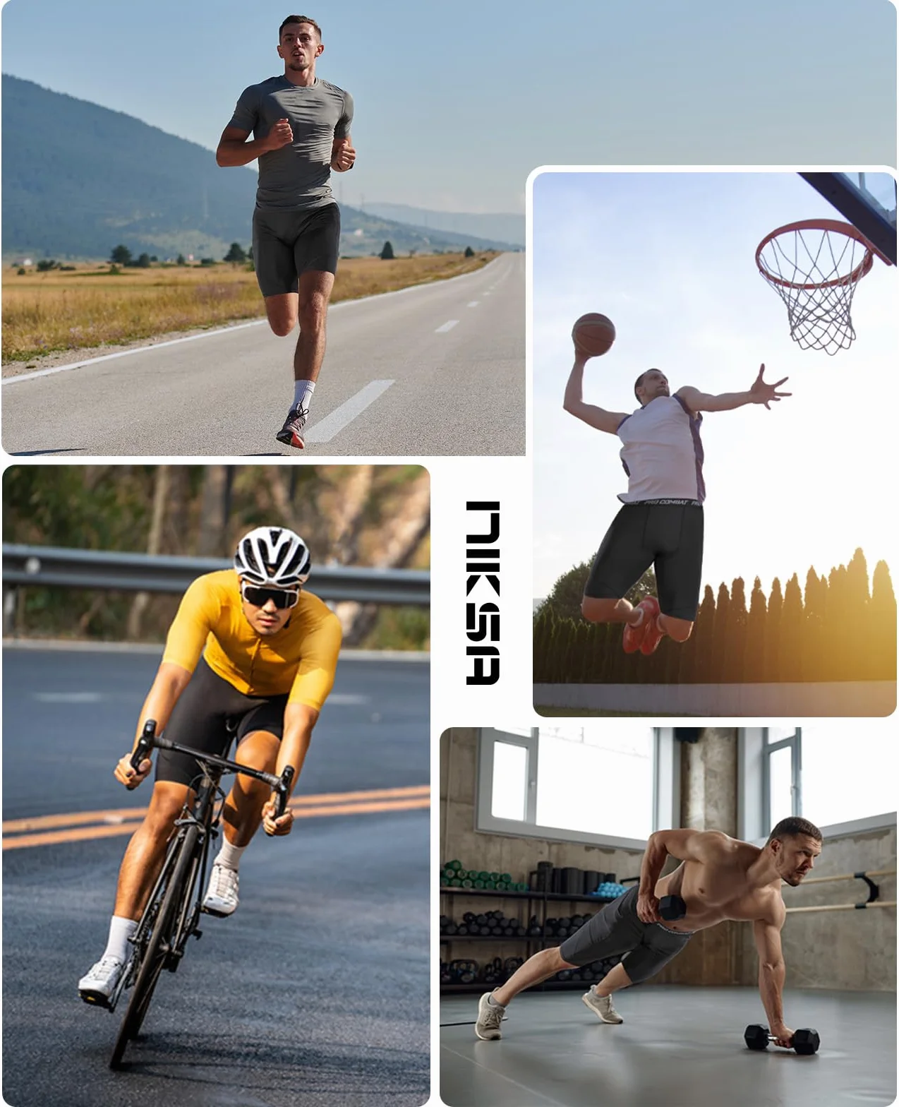 Niksa Short de Compression Homme à Séchage Rapide Respirant Sport Ajusté avec Poches pour Téléphone
