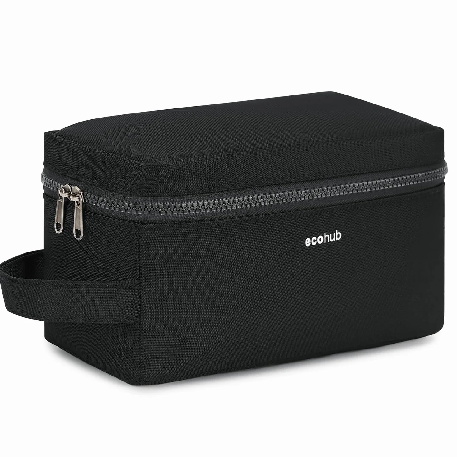 ECOHUB Trousse de Toilette Homme Femme Sac de Rasage Imperméable avec Poches Humides et Sèches pour Rangement Cosmétiques, Noir