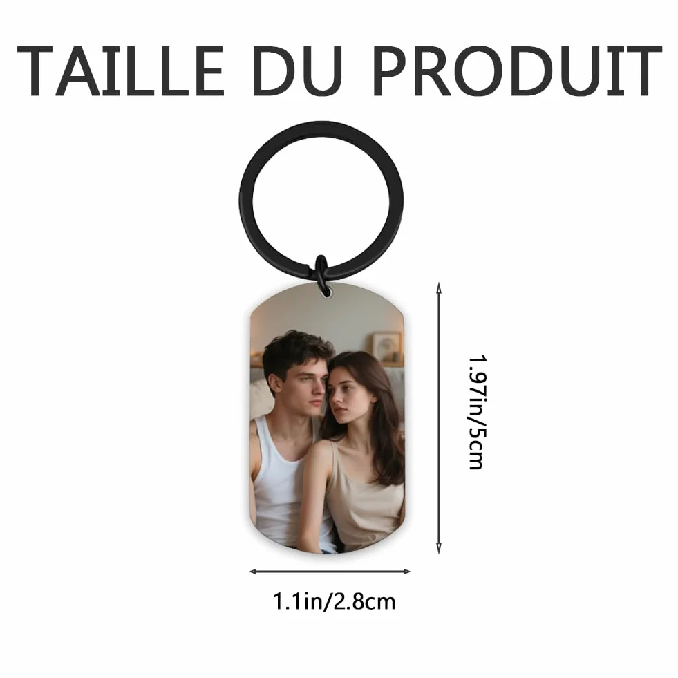 Porte-clés personnalisé photo texte Saint-Valentin anniversaire pour lui mari