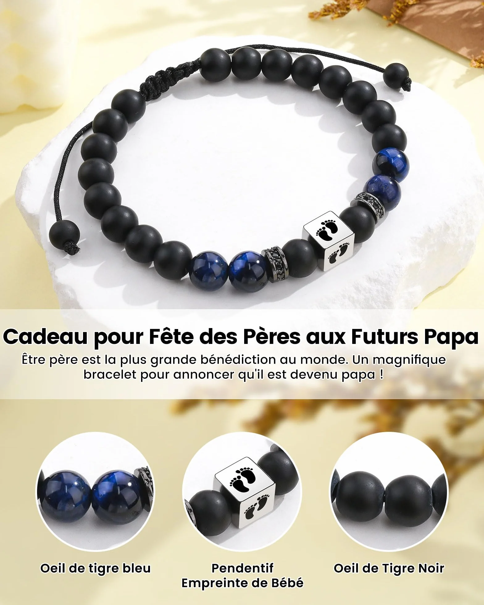Bracelet Personnalisé pour Homme Cadeau Fête des Pères Original