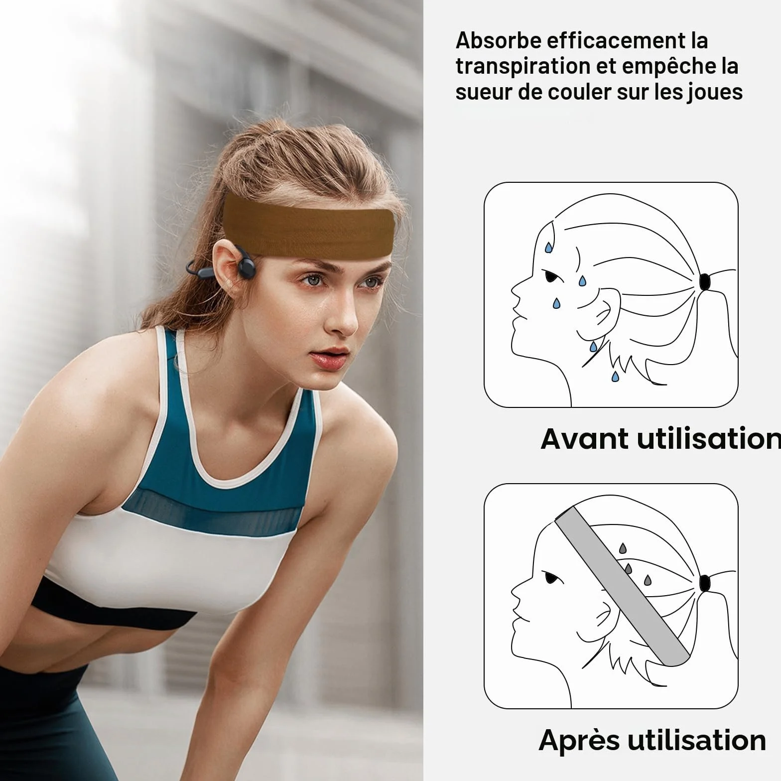 Bandeau Cheveux Femme Homme Antidérapant Headband Running Sport Yoga Élastique Unisexe 8 PCS