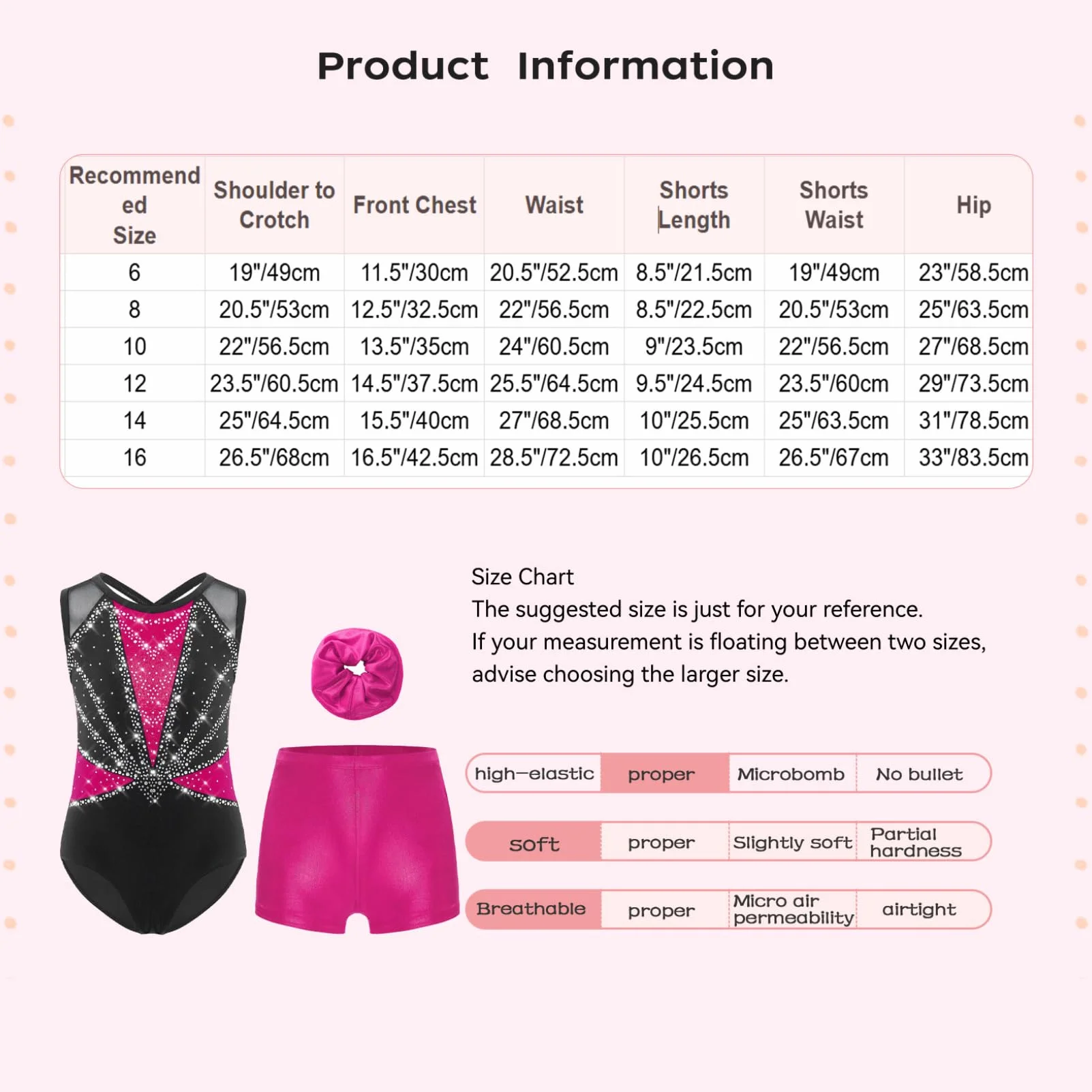 Oyolan Ensemble de Gymnastique 3 Pièces pour Fille Enfant