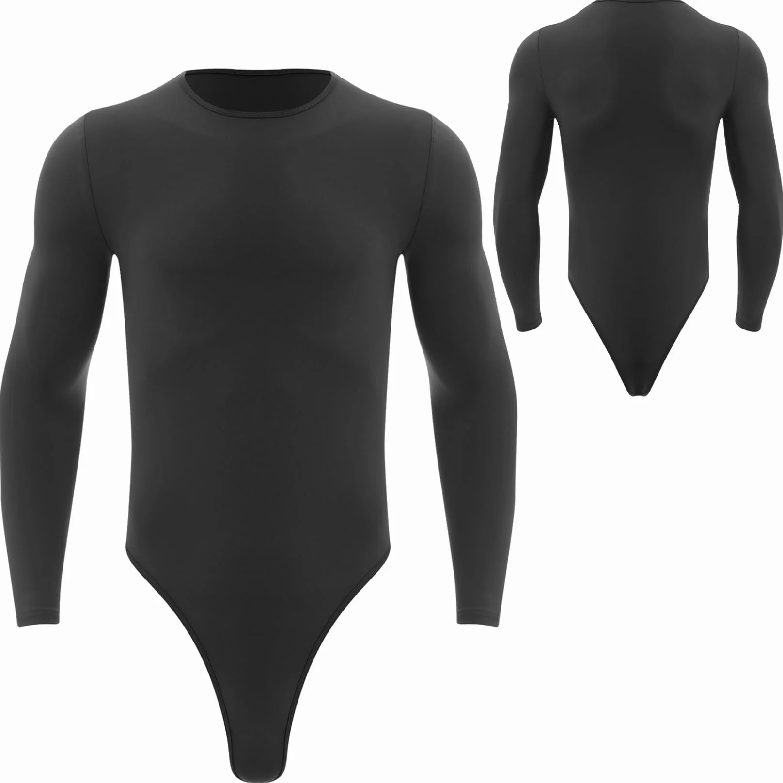 Body String Homme Justaucorps Danse Sport Combinaison Manches Longues Noir L-XL