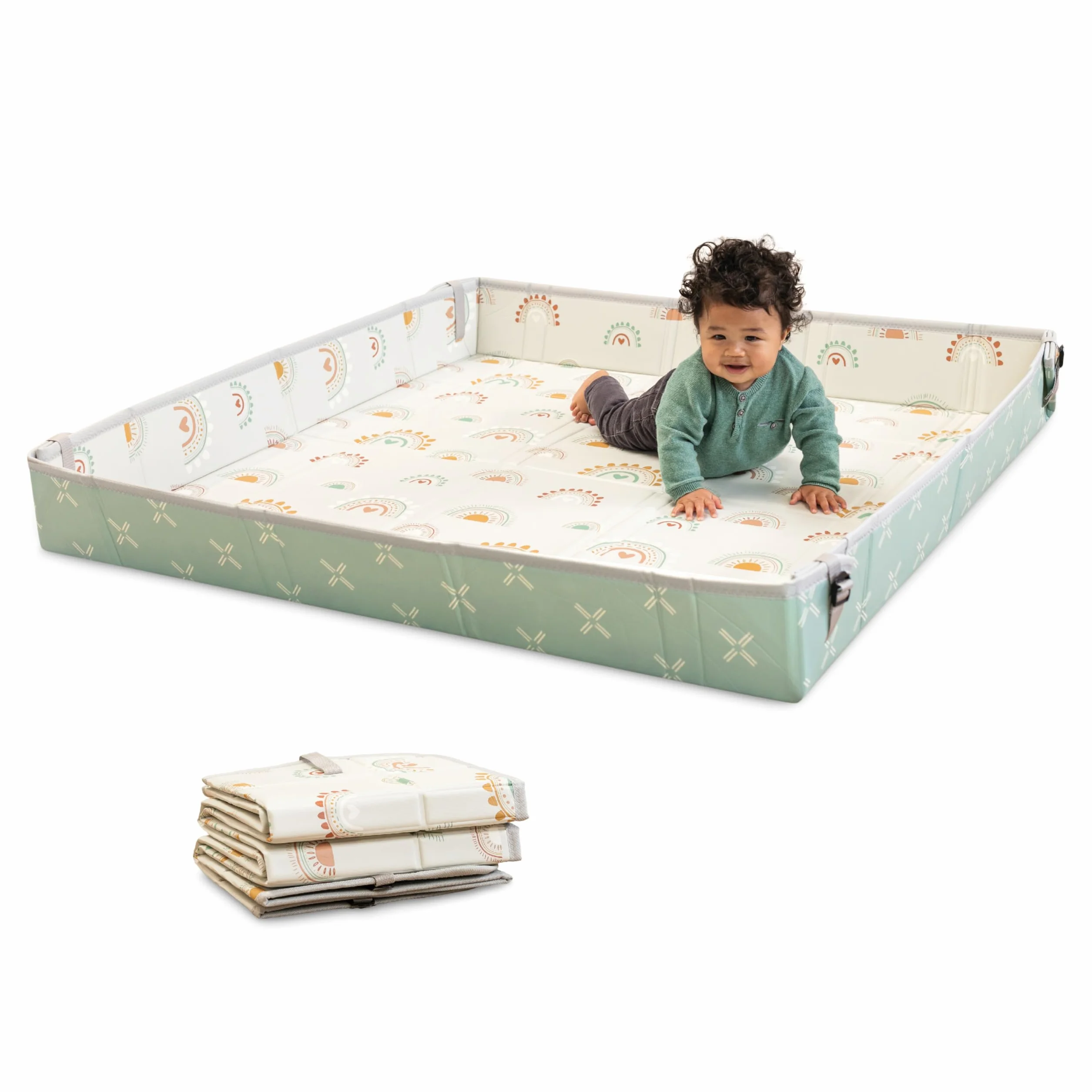 Infantino Tapis d’Éveil Pliable en Mousse Souple, Très Grande Taille, Antidérapant, Arcs-en-ciel