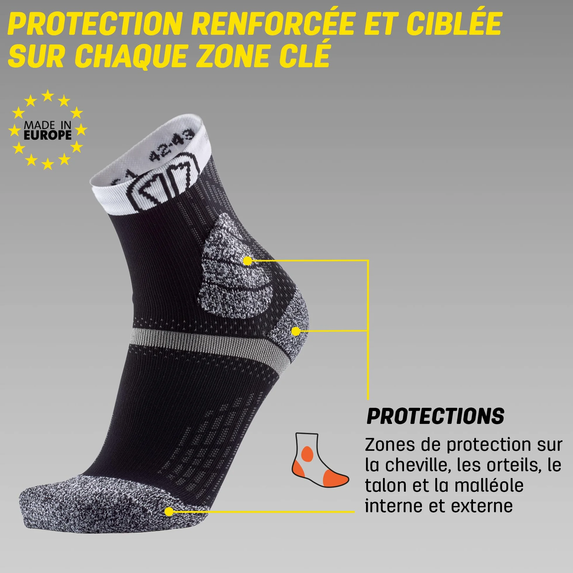 Sidas Chaussettes de Trail et Course à Pied, Trail Protect, Grip Anti-Dérapant