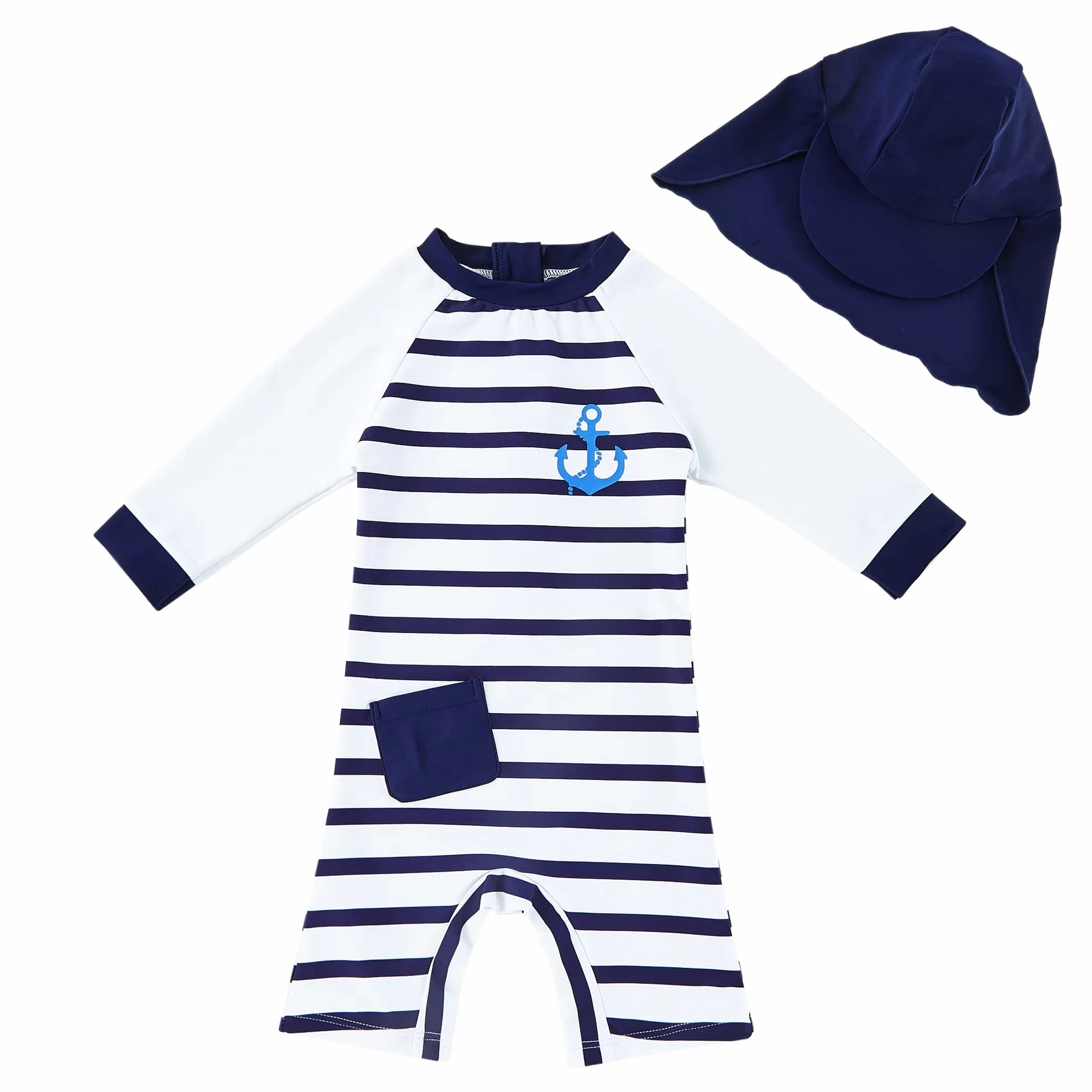 upandfast Maillot de Bain Une pièce bébé garçon UPF 50+ Protection Solaire avec Chapeau