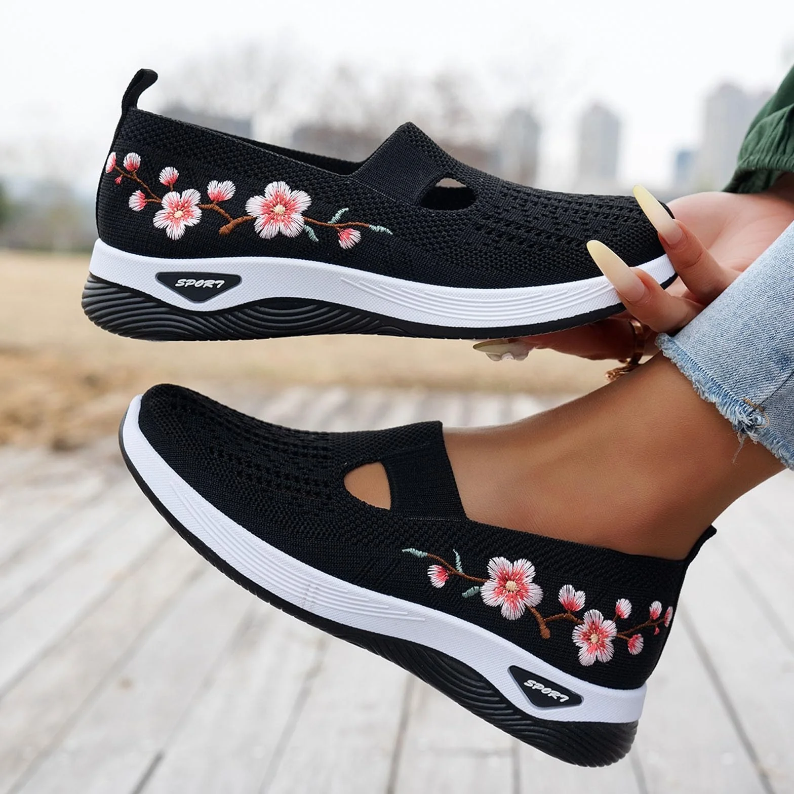 Chaussure Orthopédique Femme Baskets sans Laçage Chaussures De Marche À Plateforme Légères Confortables Amortissement Soulagement des Pieds
