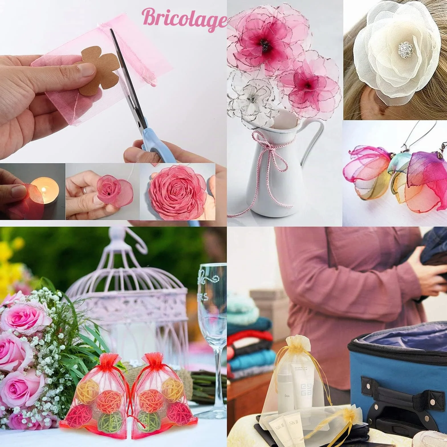 Lot de 100 sachets en organza multicolores 10 x 15 cm - Pochette cadeau bijoux mariage