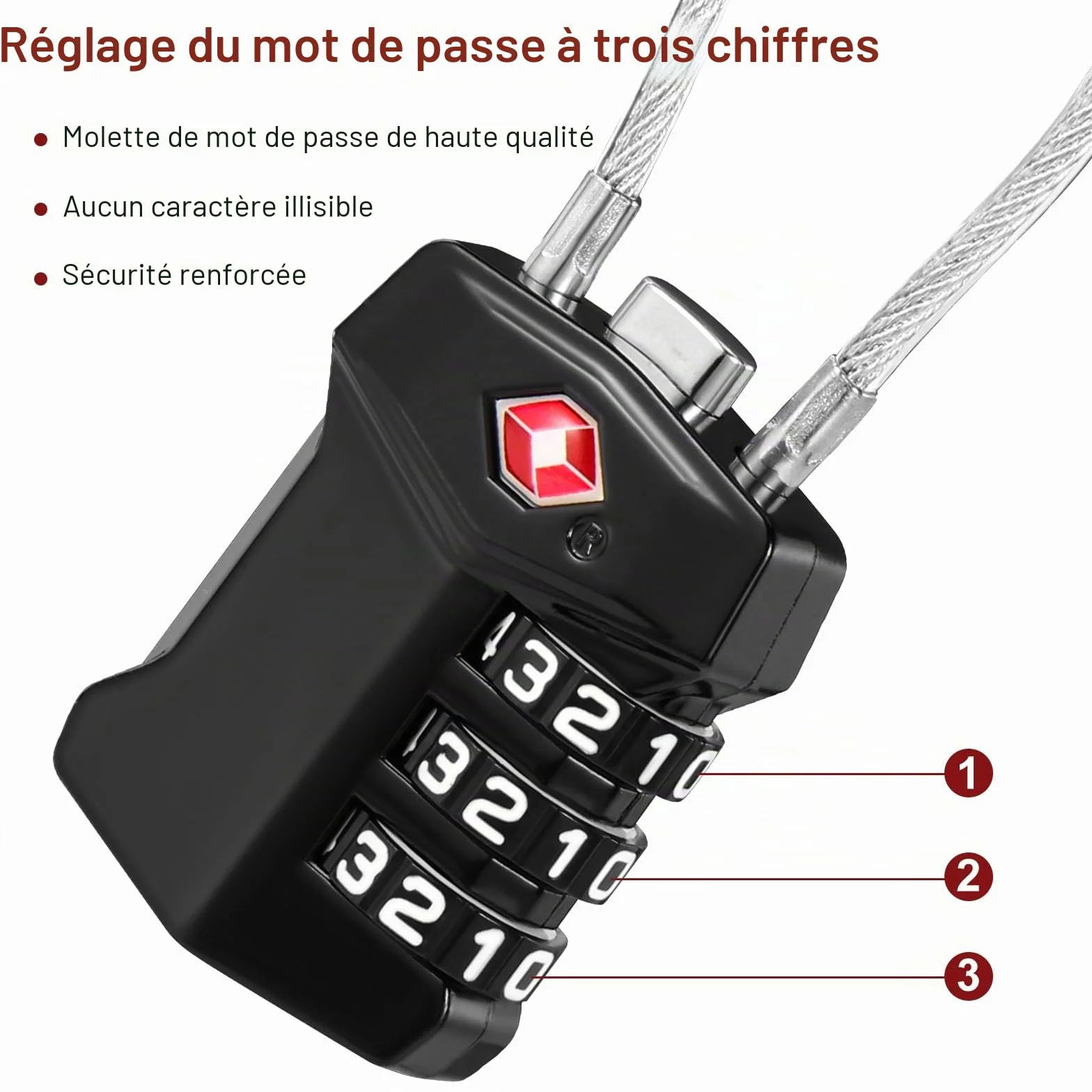 Blendura Cadenas TSA Valise 2 Pack Serrures à Bagages à Combinaison 3 Chiffres