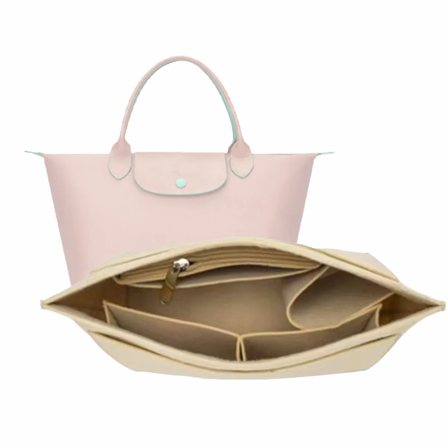 Organiseur de sac à main en feutre pliable Longchamp Beige Large