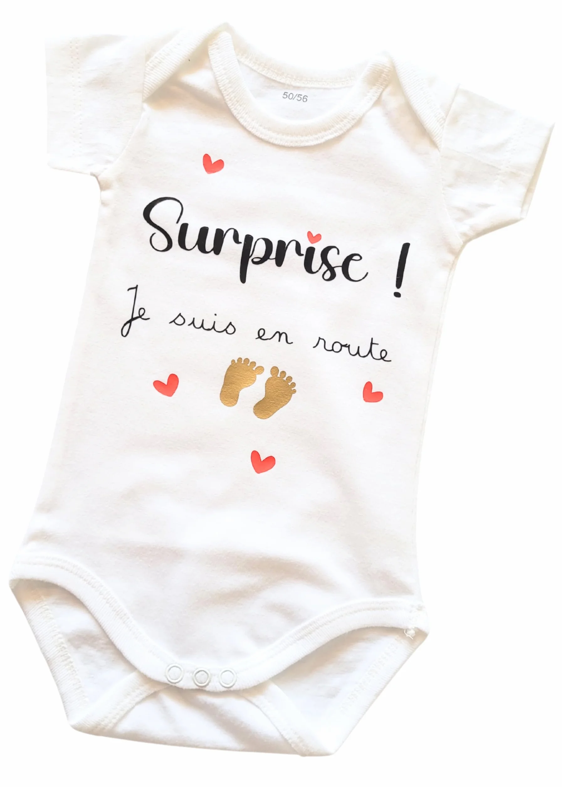 Body blanc bébé annonce grossesse surprise je suis en route 0/3 mois manches courtes