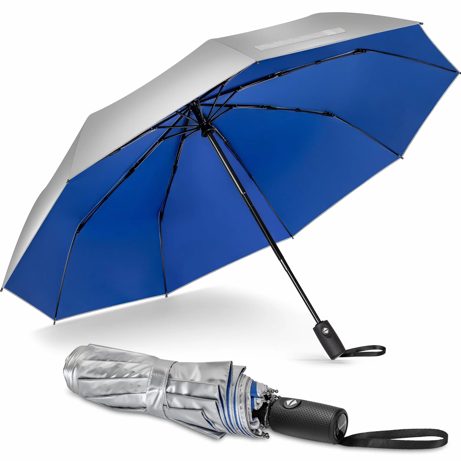 NINEMAX Parapluie de Poche Pliable Automatique Anti Vent Anti UV Compact Noir
