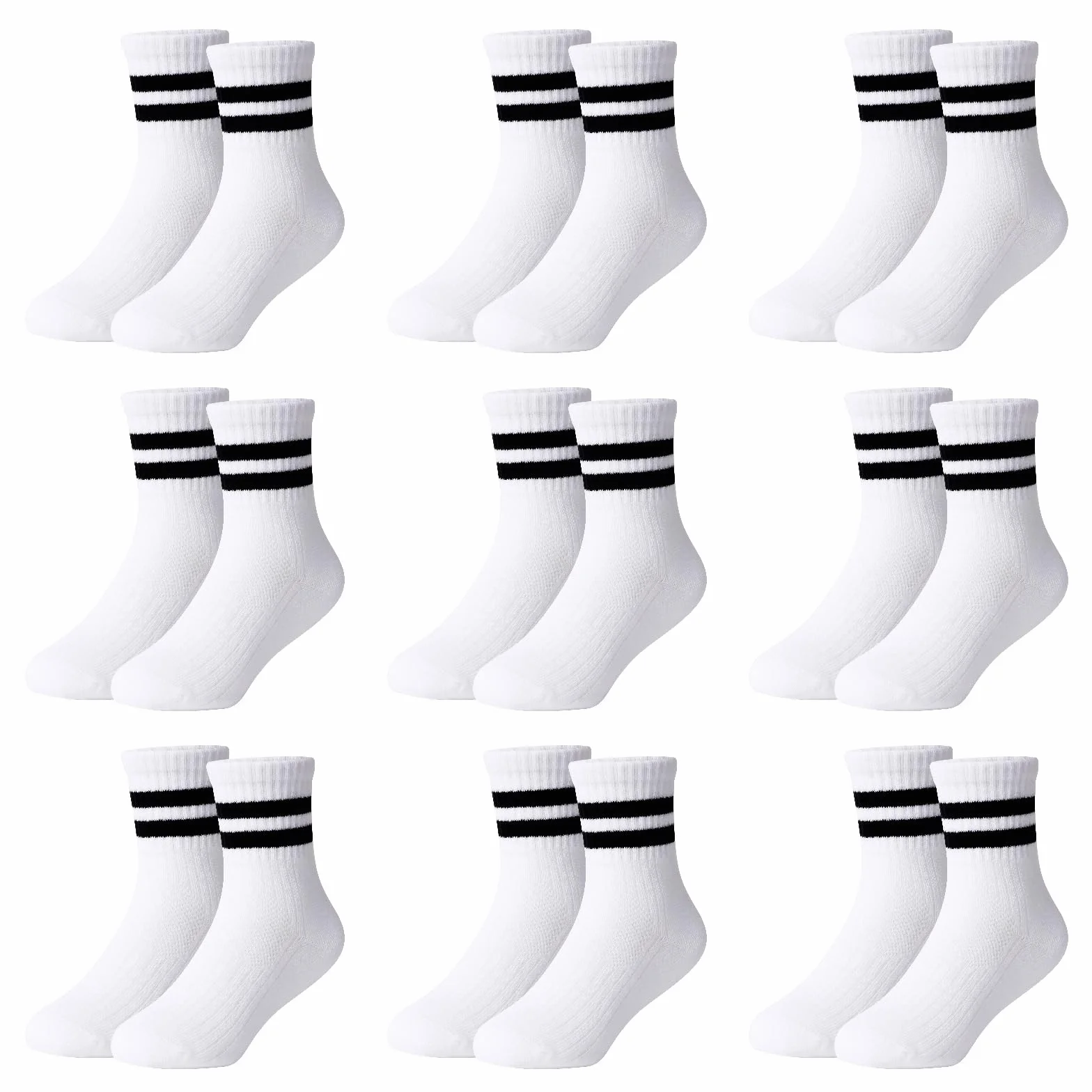 Chaussettes de tennis en coton élastique pour enfant lot de 9 paires