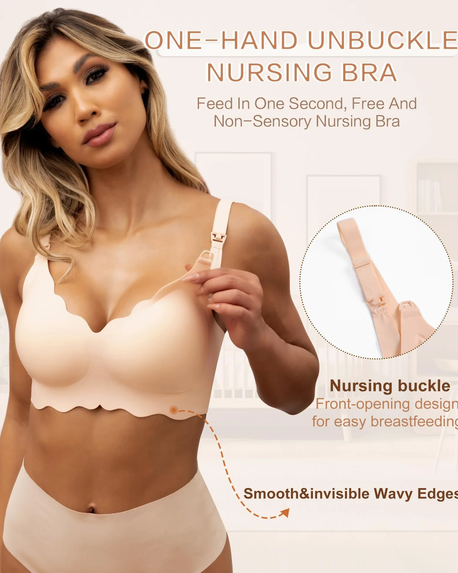 As Fairy Soutien-gorge d'allaitement pour l'allaitement - Soutien-gorge de maternité sans fil - Sans couture - Confort - Avec soutien