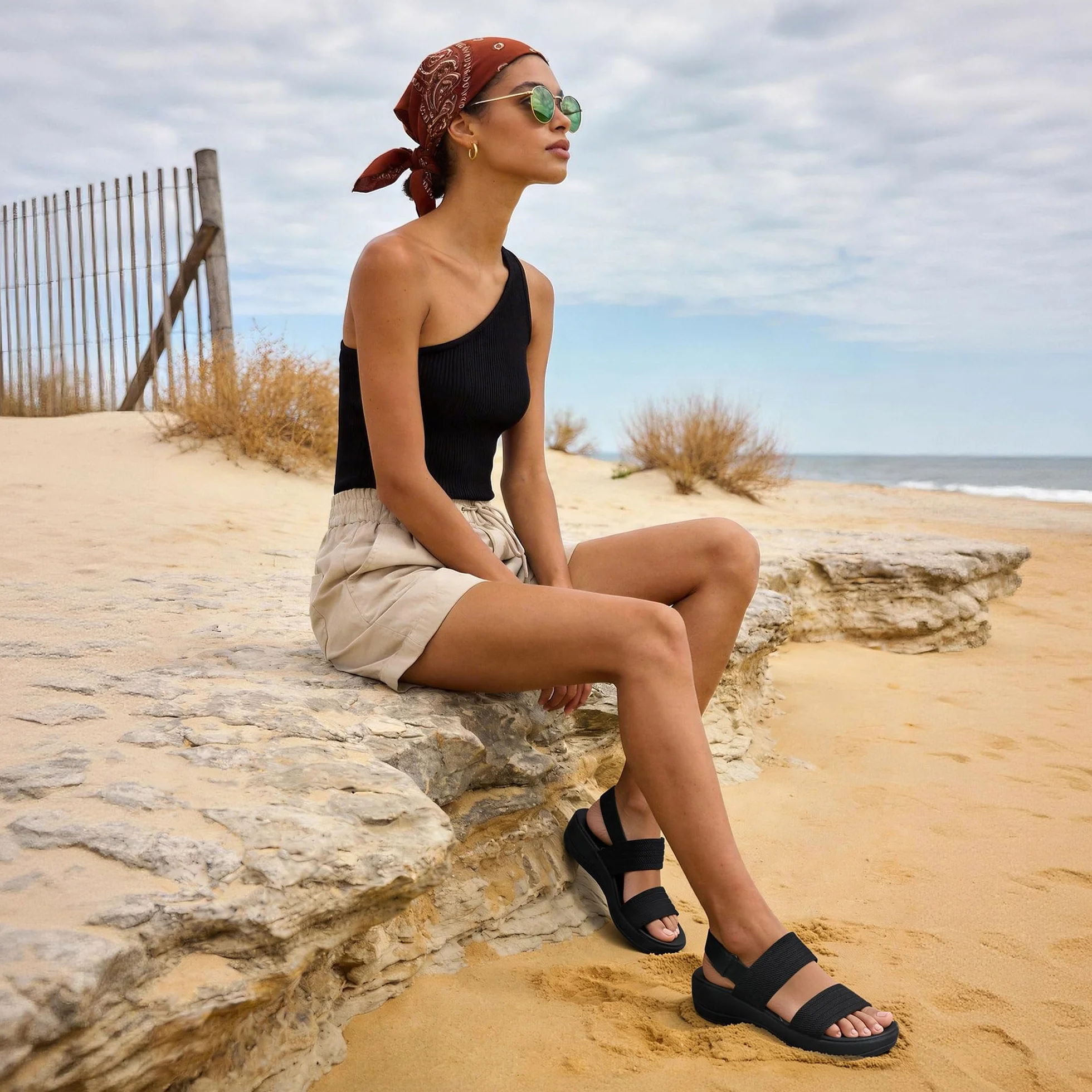 DREAM PAIRS Sandales de Sport pour Femme Confortables d'Été Légères Décontractées DWUMFS2522