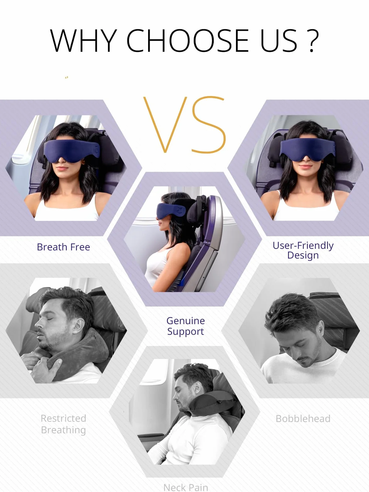Oreiller de Voyage Cervical avec Masque 3D, Soutien de Tête 360°, Rouge