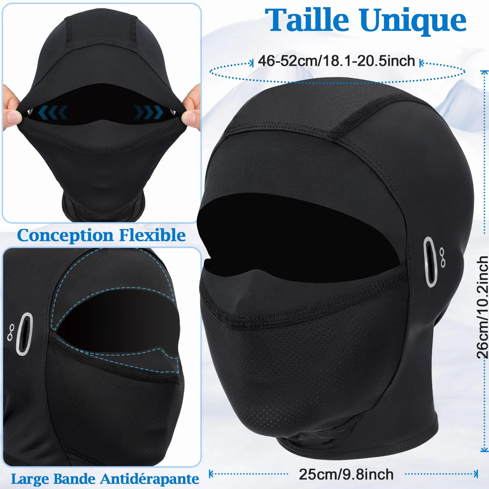 Kiiwah Cagoule Moto Respirant Hommes Femmes Protection UV Balaclava Masque Cyclisme Taille Unique Vélo Plein Air