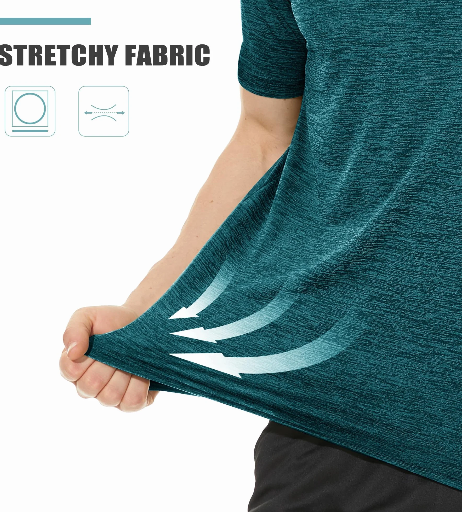 TACVASEN T-shirts à Manches Courtes Homme Séchage Rapide Tee Shirt Running Sportswear Polyester Respirant