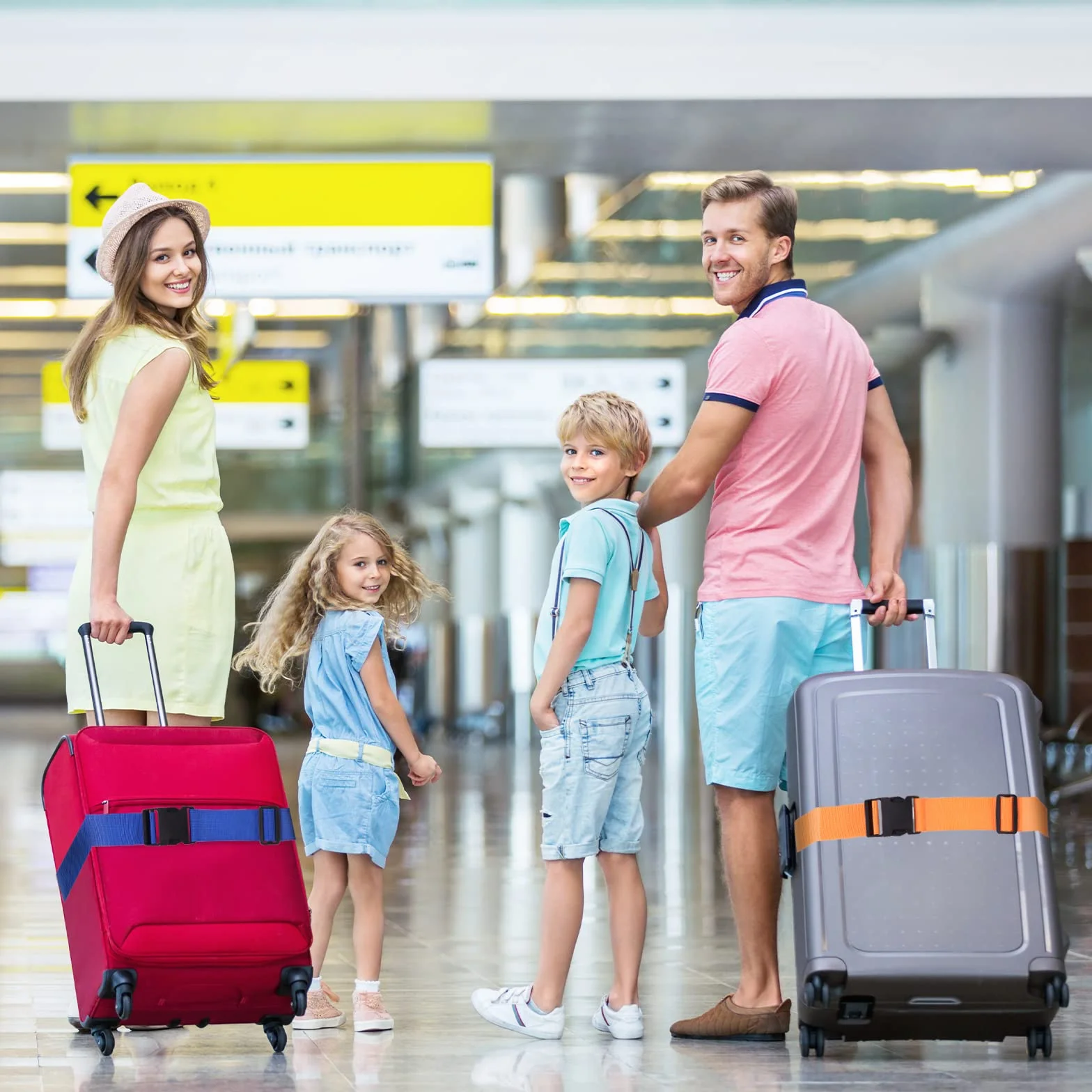 Vinabo 4pcs Sangles de Bagage Réglables avec Boucle, Ceinture Valise, étiquettes de Bagage avec étiquette Nominative et d'adresse pour Voyager en Avion