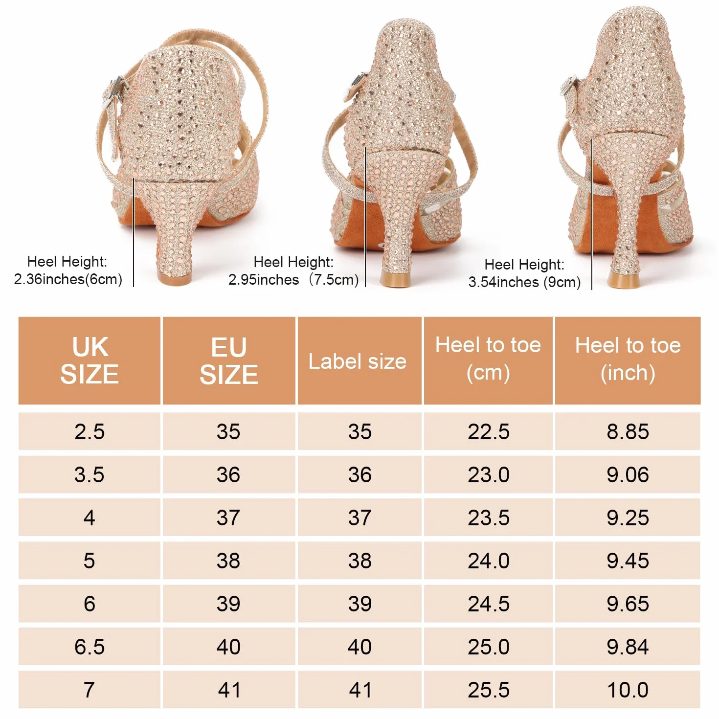 Chaussures de Danse Femmes Latine Salsa Tango avec Strass
