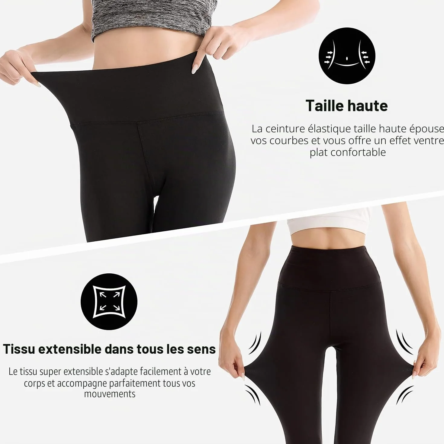 SINOPHANT Legging Femme Pantalon de Sport Taille Haute Yoga Opaque Grande Taille