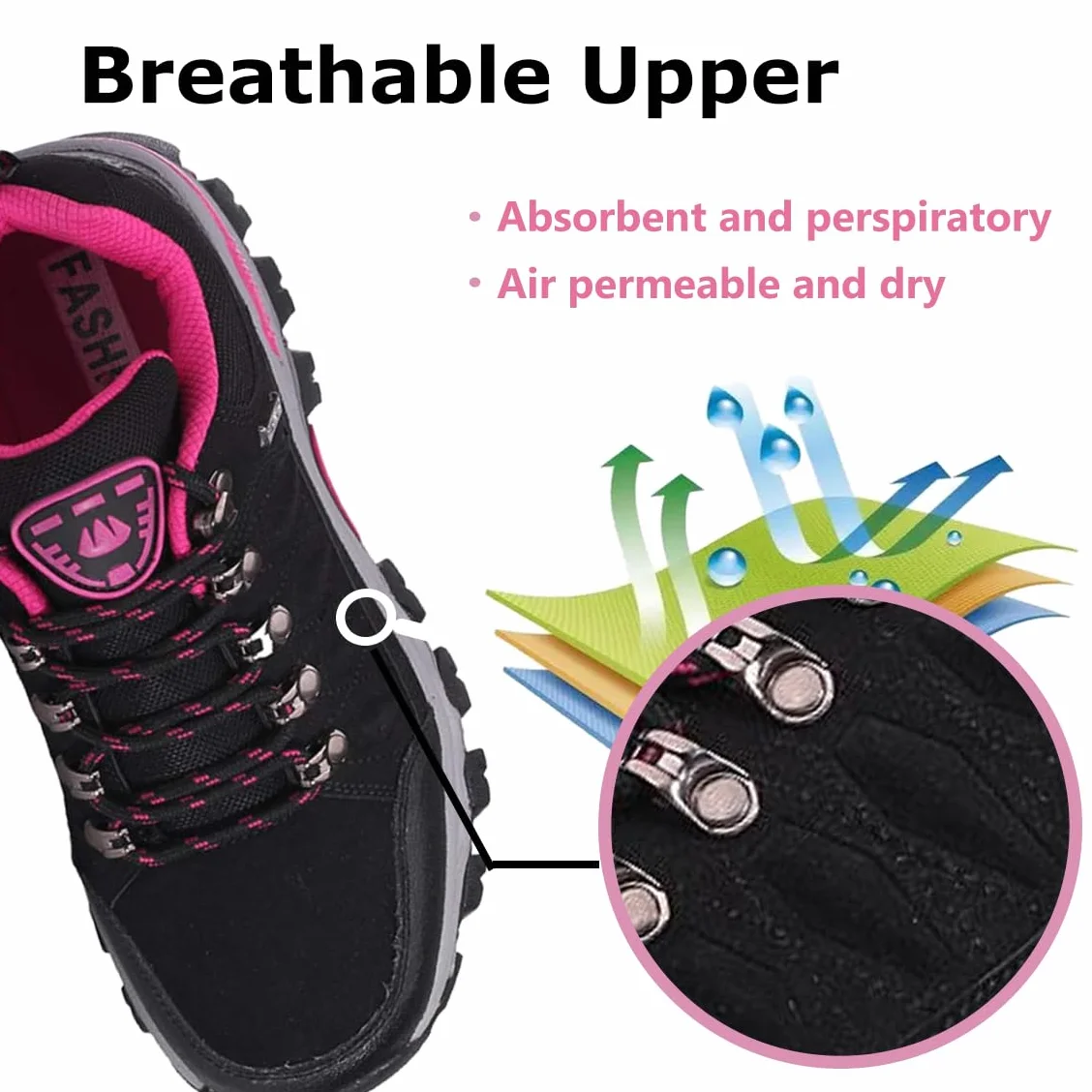 Chaussures de Randonnée pour Femme Légères Antidérapantes Noir Gris Violet Rose 36-42EU