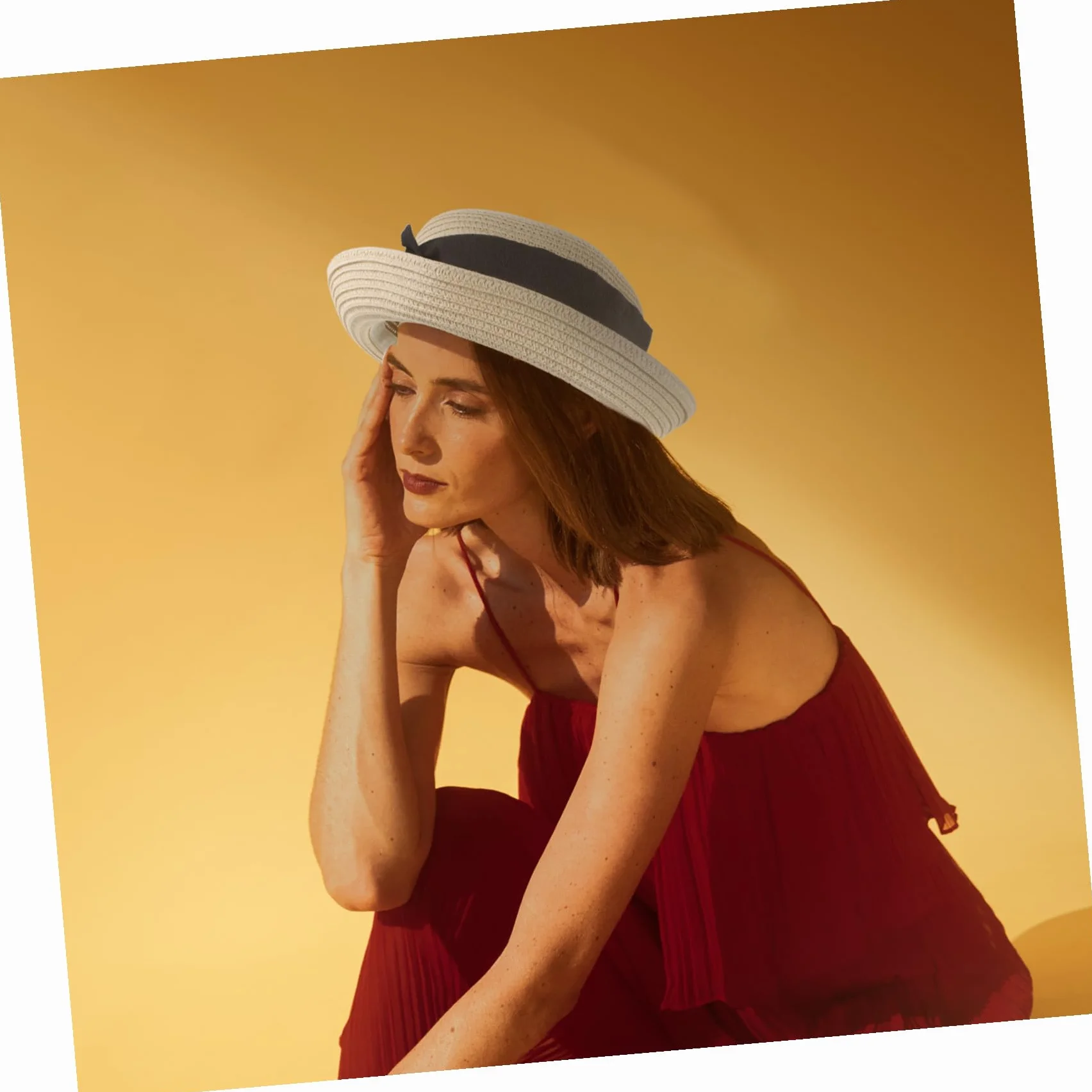 ORFOFE Chapeau de Paille Femmes Large Bord Roulé Nœud Décoratif Bob Léger Plage