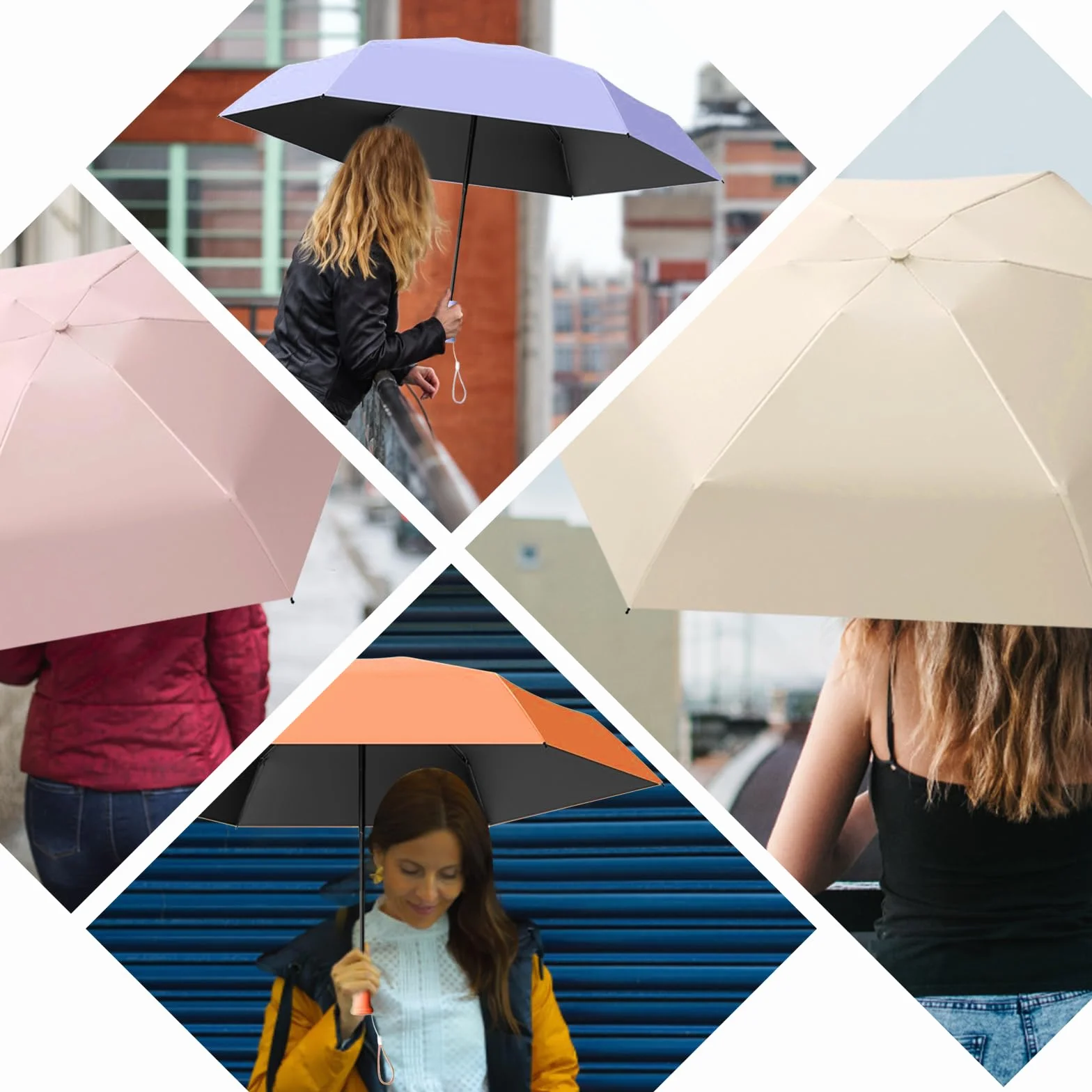 Mini Parapluie Pliant Anti UV Léger Compact Poignée Rétractable