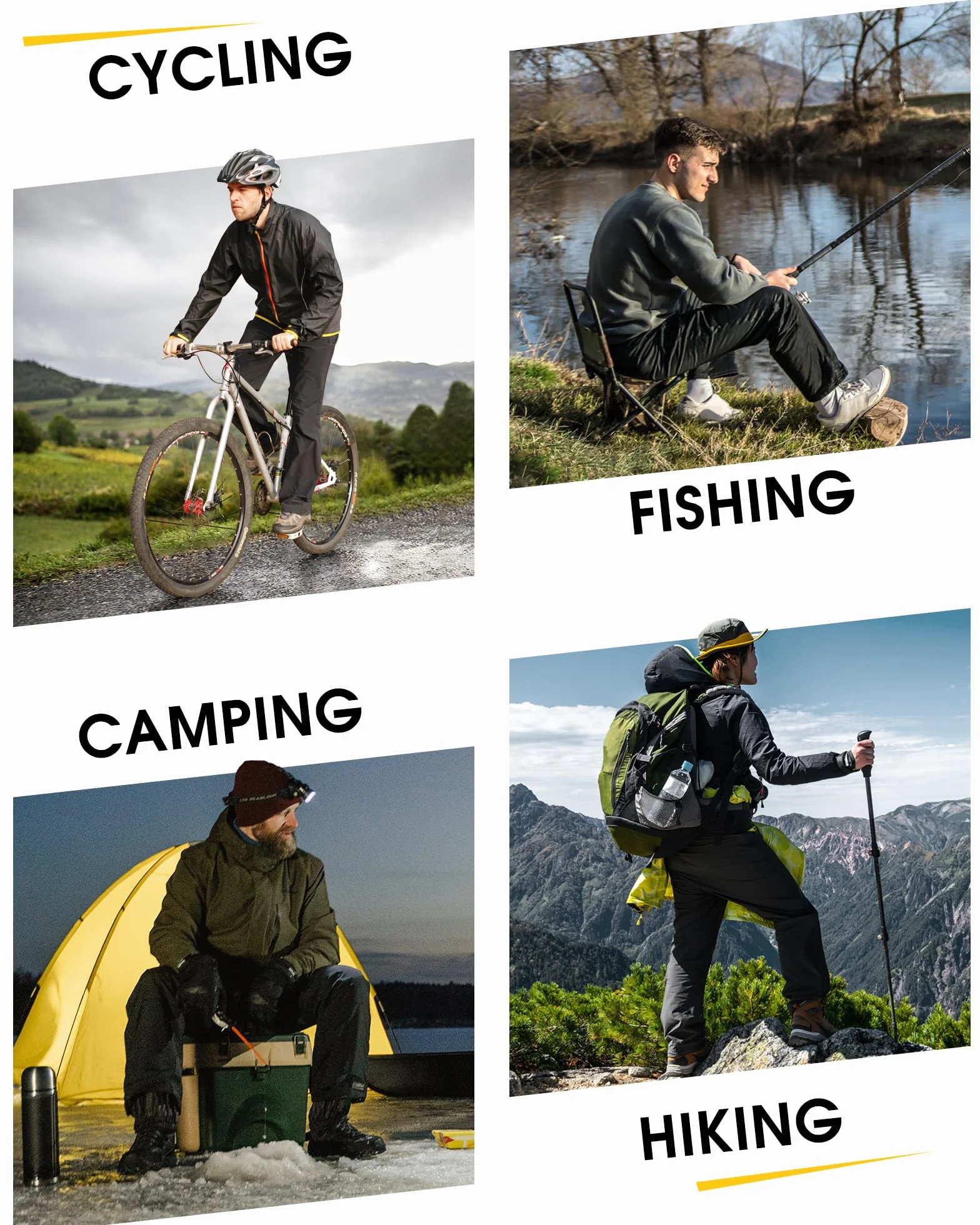 Pantalon de pluie pliable homme imperméable coupe-vent réfléchissant 33,000ft randonnée golf pêche