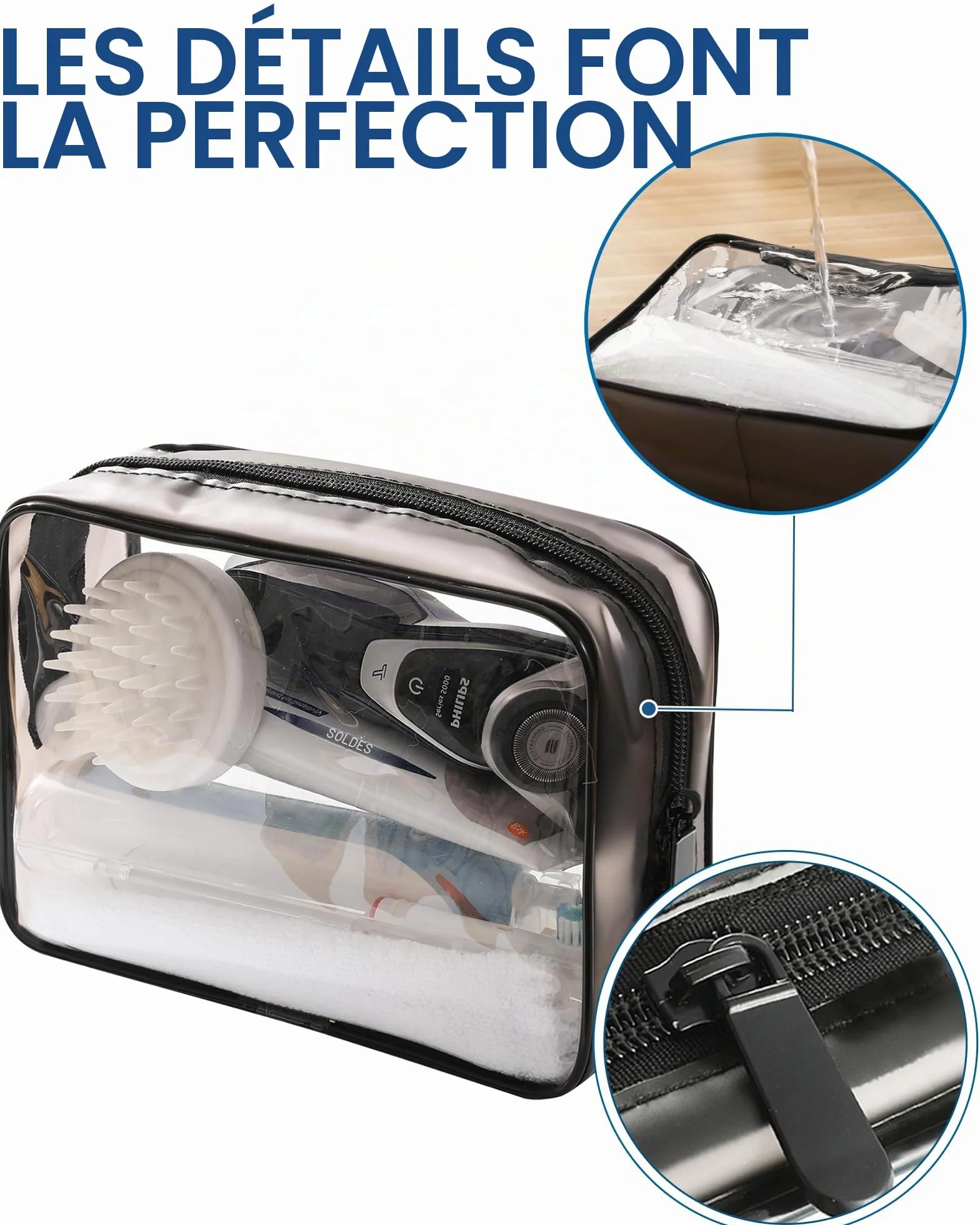 Kit de Voyage Transparent Trousse de Toilette 5pcs Bouteilles Vides 100ml Étiquettes Vierges Feutres Encre Permanente