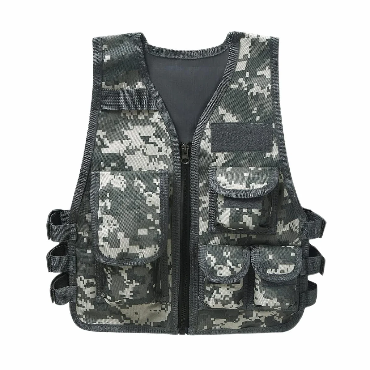 FEESHOW Gilet de Pêche Enfant Garçon Multi Poches Veste sans Manches Réglable Camping