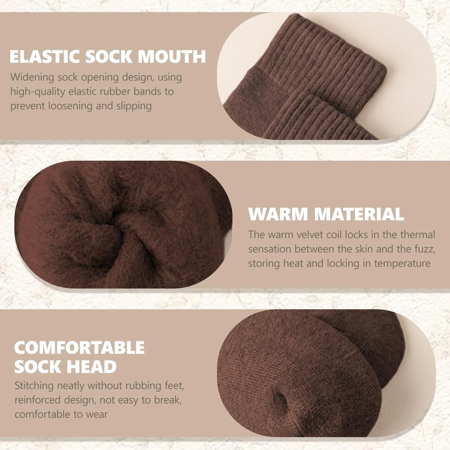 Chaussettes Chaudes Homme Hiver Thermiques en Laine, 3 Paires, Chaussette de Randonnée