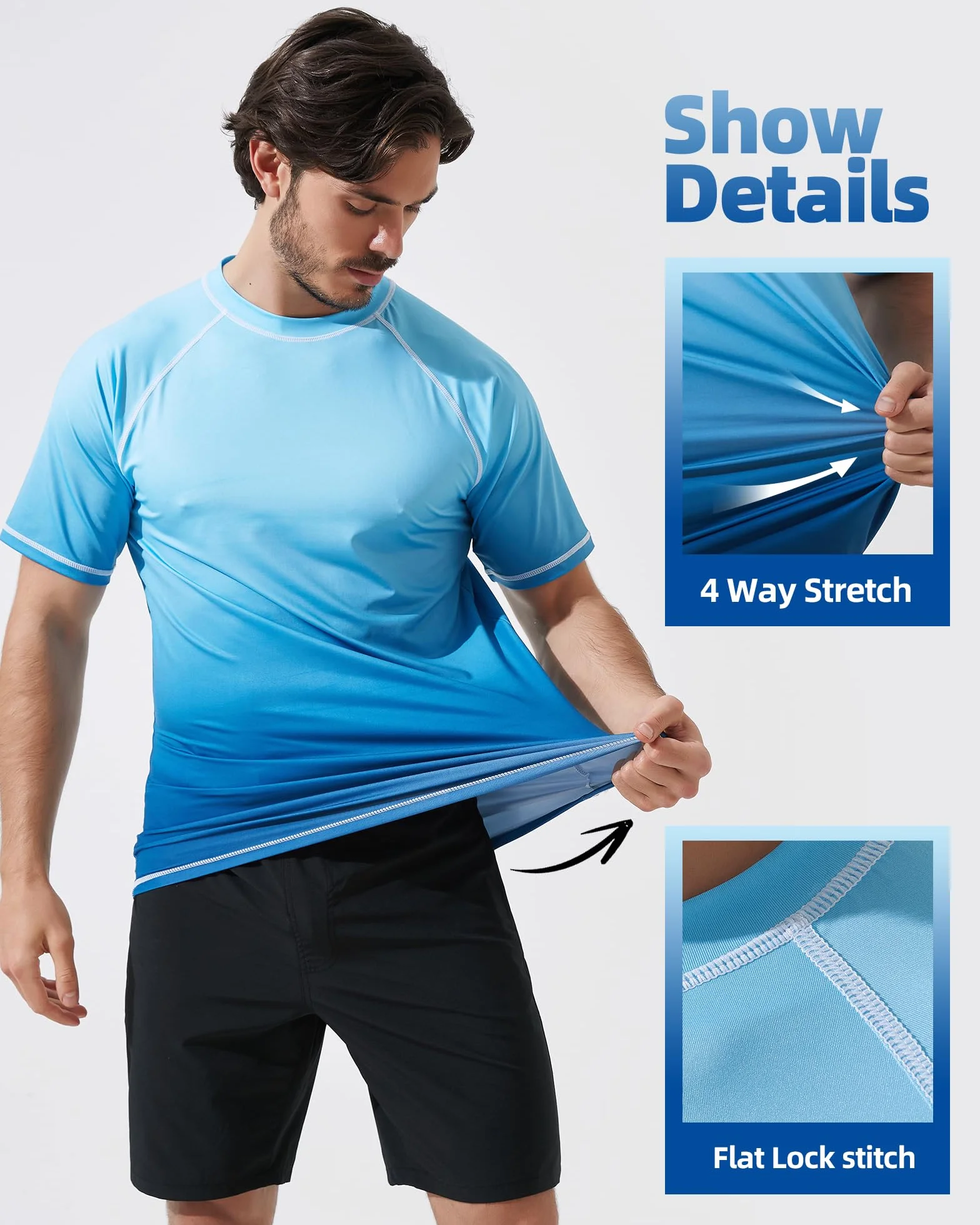 Arcweg Rashguard Homme Manches Courtes Anti-UV UPF 50+ T-Shirt Léger pour Surf Natation