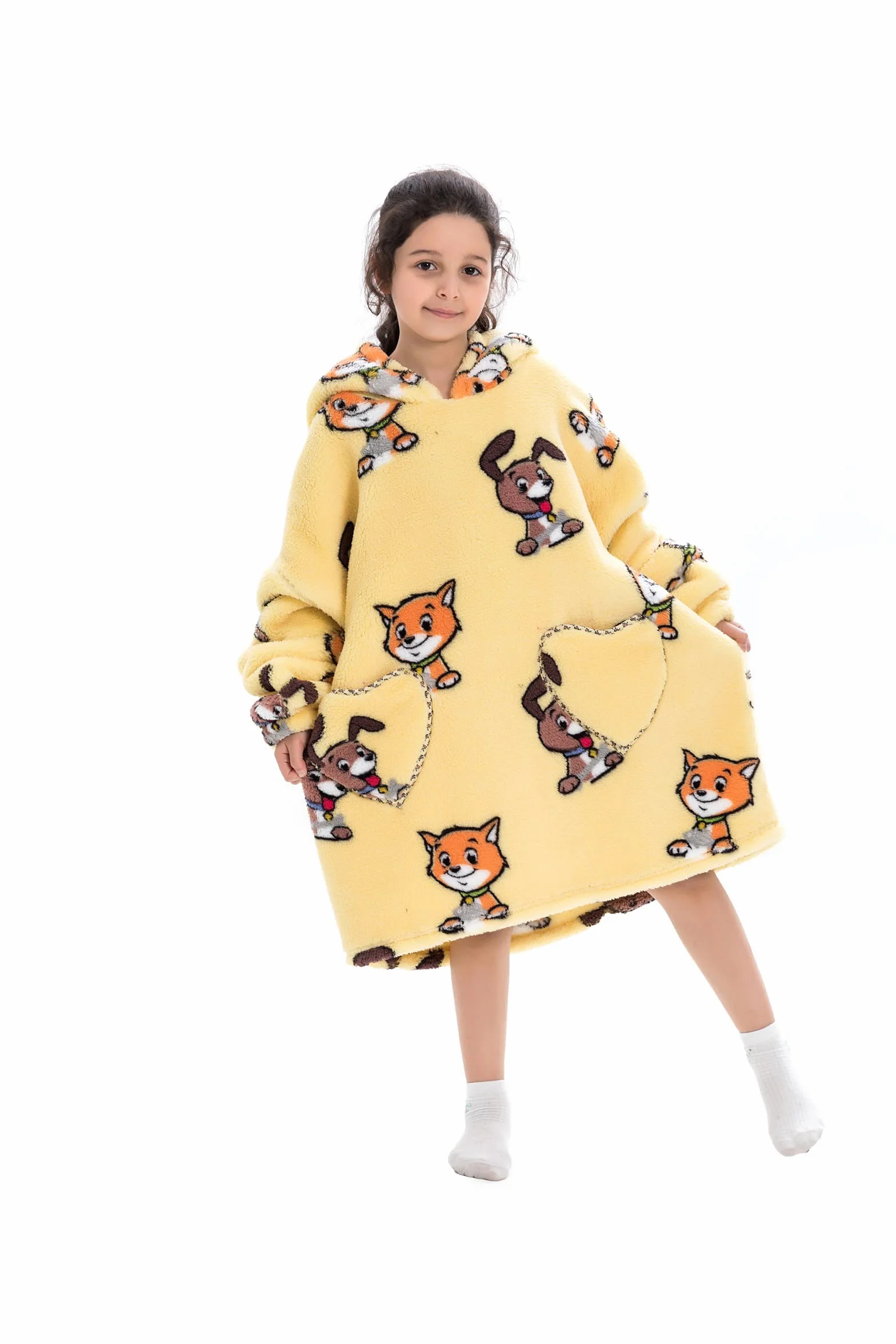Couverture à capuche surdimensionnée pour enfants avec poche