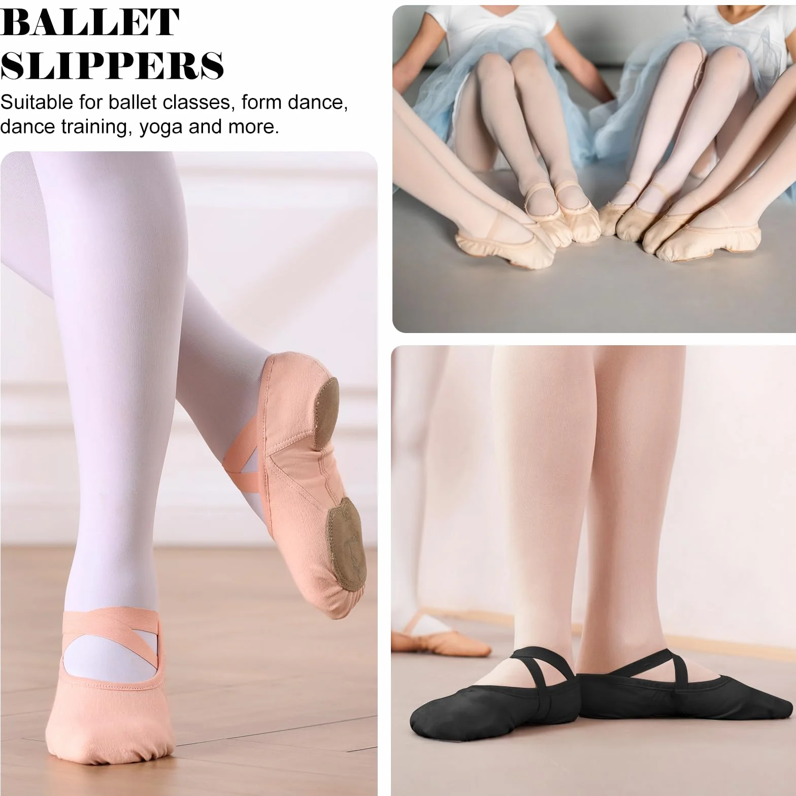 Bezioner Chaussures de Ballet Très Élastique Chaussons de Danse Classique pour Filles et Femmes