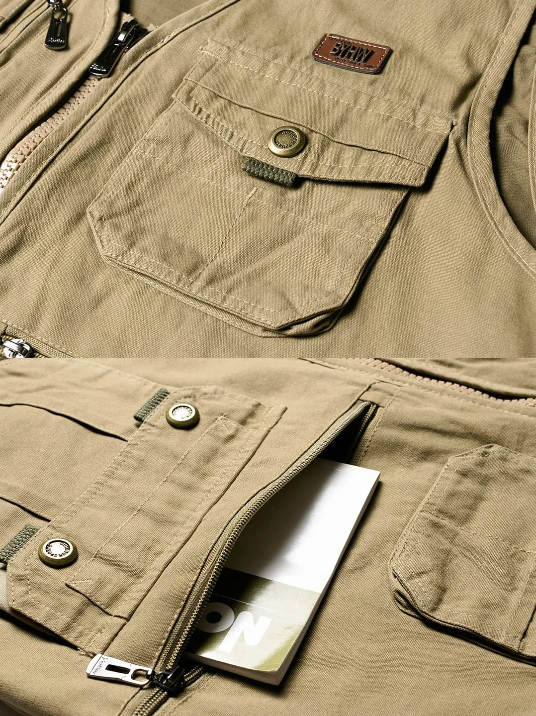 Gilet de Chasse Homme Sans Manche Multi-poches Veste de Pêche Photographe Randonnée