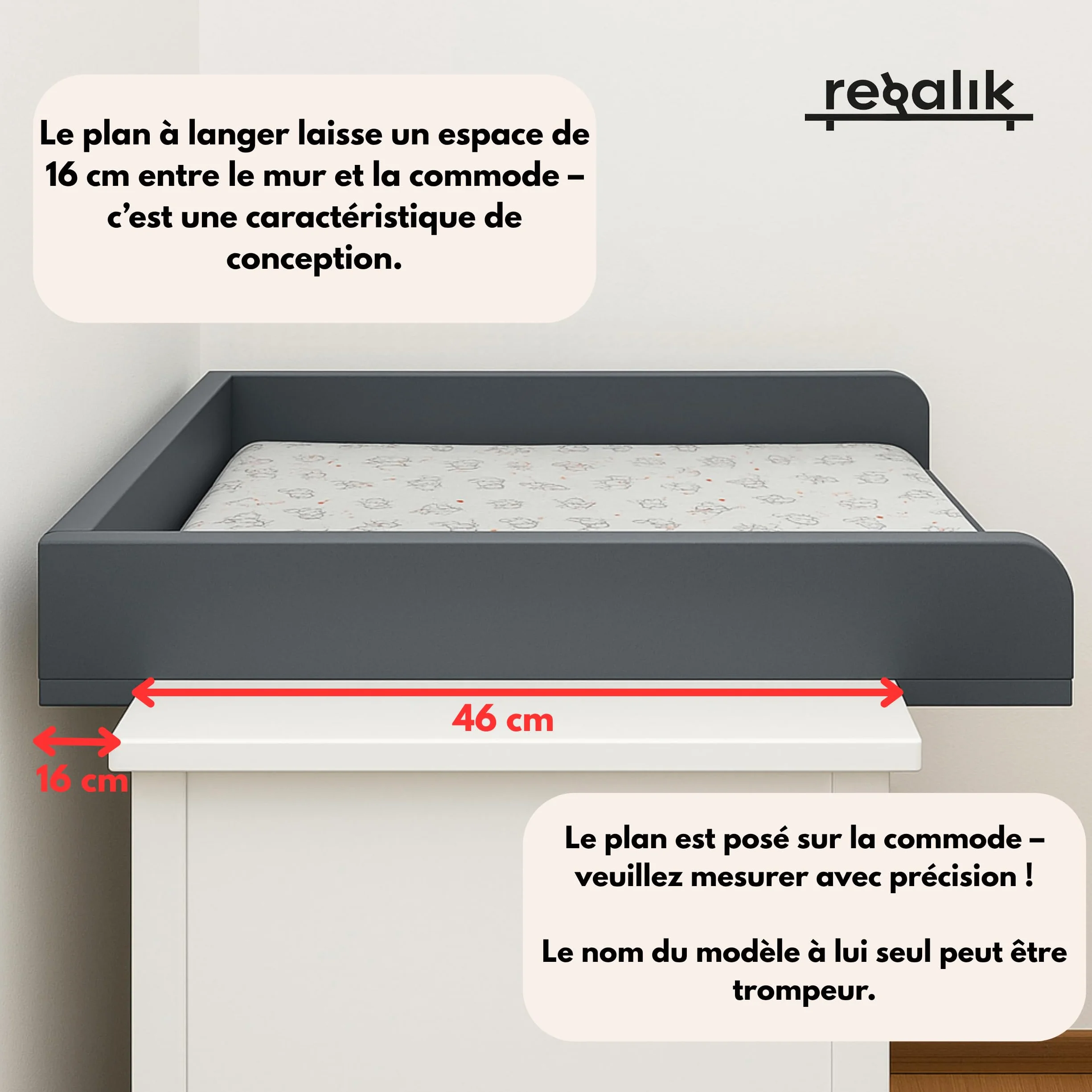 Plan à Langer IKEA Koppang Extension Commode 46 cm Amovible Vert 72 x 54 cm