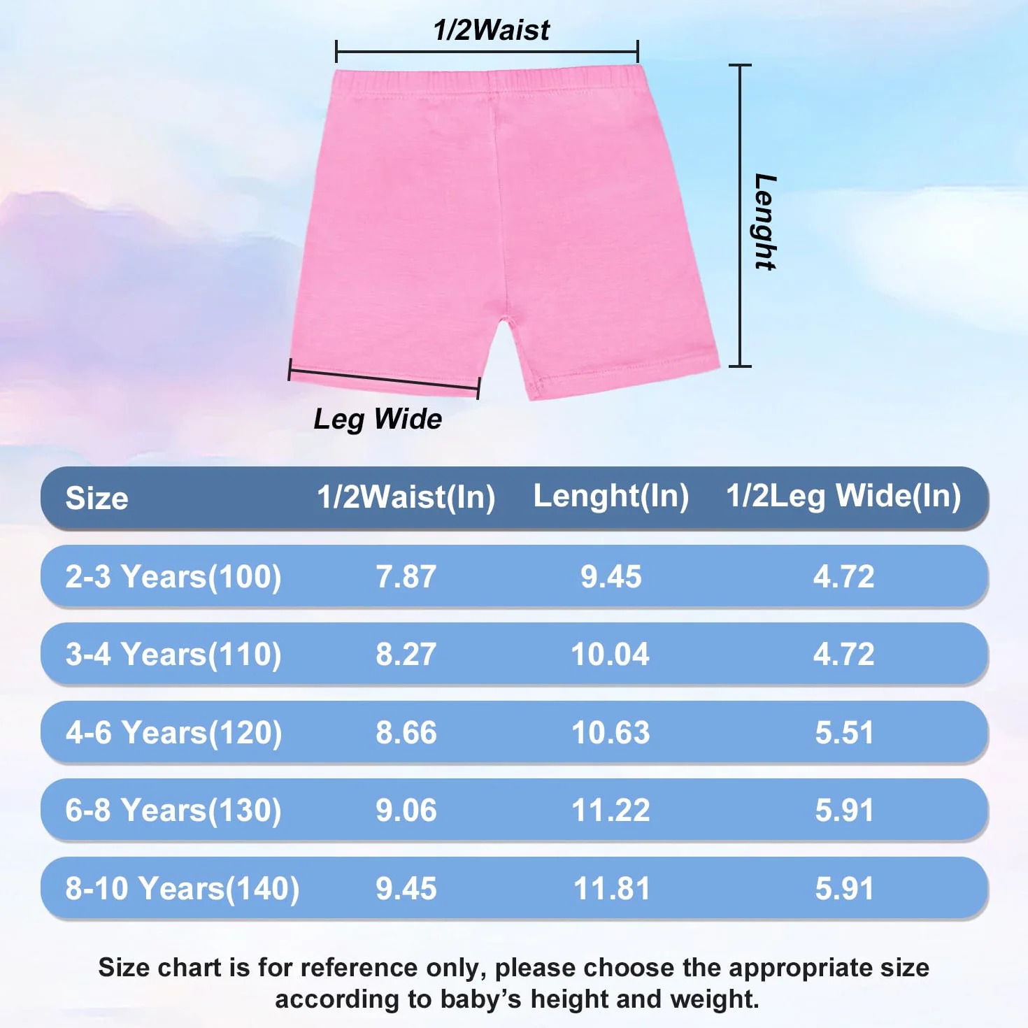 Shorts de cyclisme respirants pour filles 2-10 ans, lot de 6