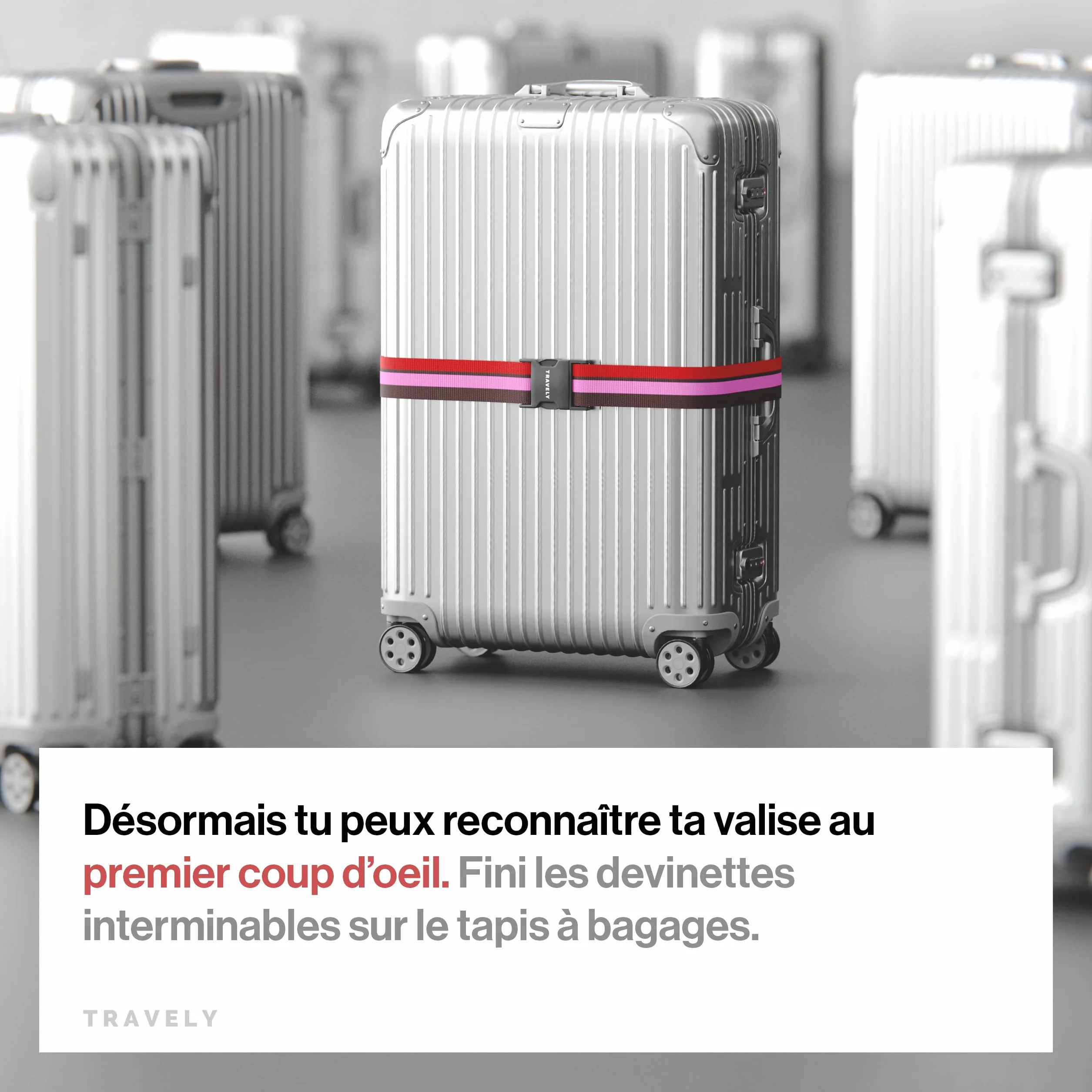 Sangles de valise Travely Lot de 2 avec étiquettes à bagage multicolore