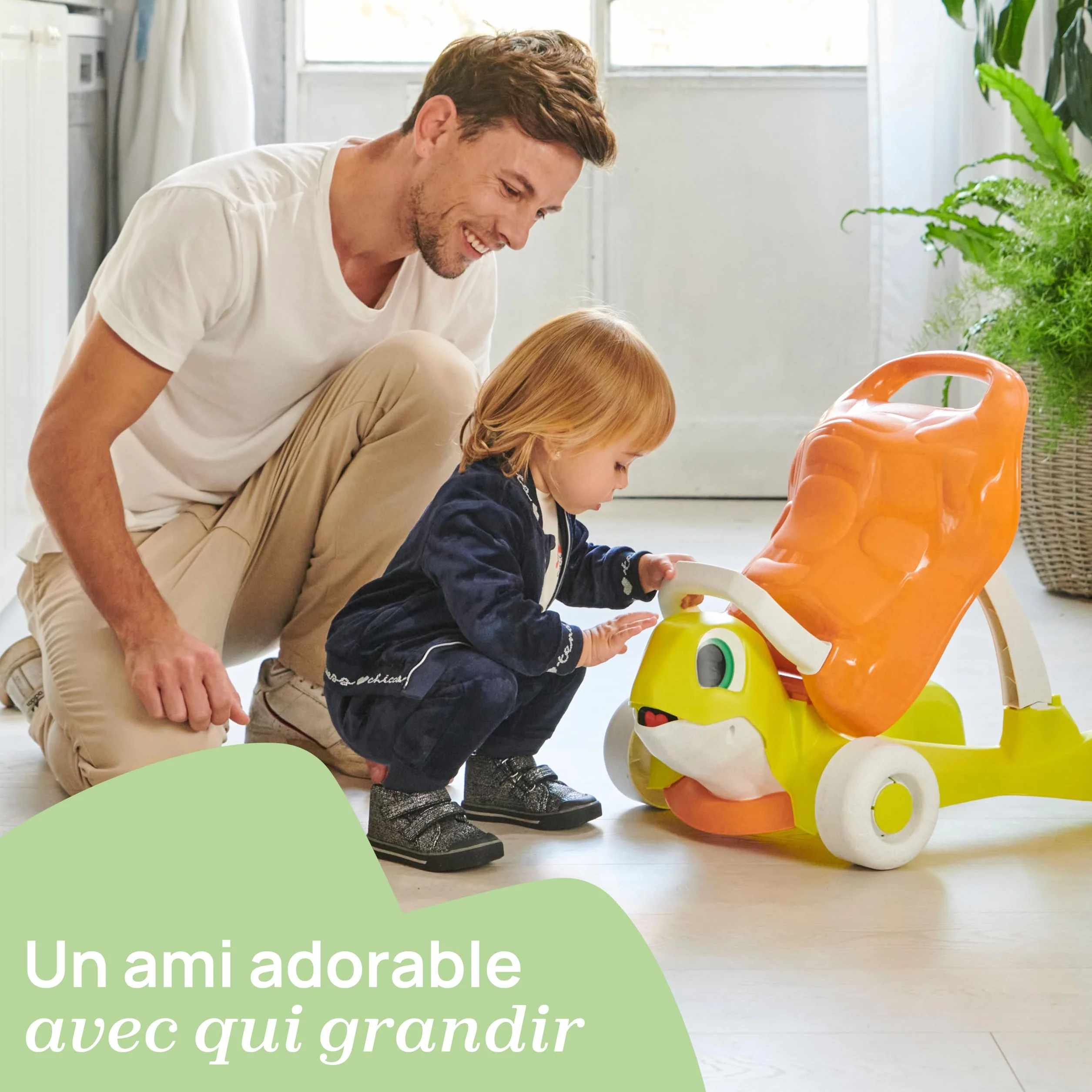 Chicco Tortue Aide à la Marche 2en1 Eco + Trotteur Porteur Plastique Recyclé Fabriqué Italie 9-36 Mois